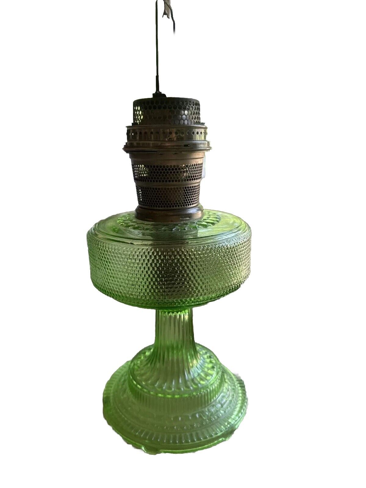 Antique Green Colonial Aladdin Oil Lamp & Burner