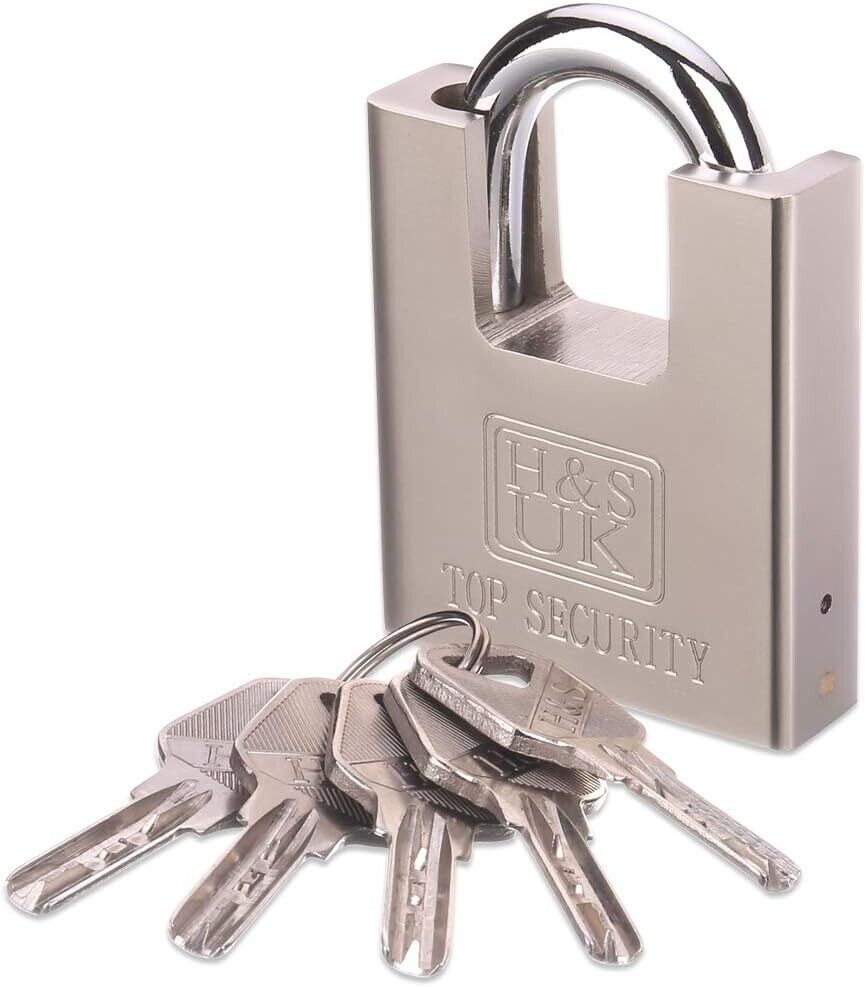 H&S High Security Padlock with Key - 60Mm Pad Lock & 5 Keys - Heavy Duty Storage