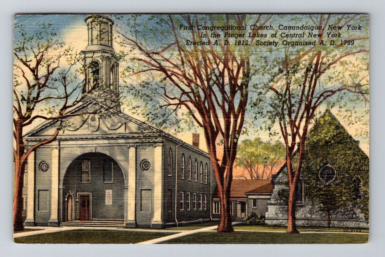 Canandaigua NY-New York, First Congregational Church, c1953 Vintage Postcard