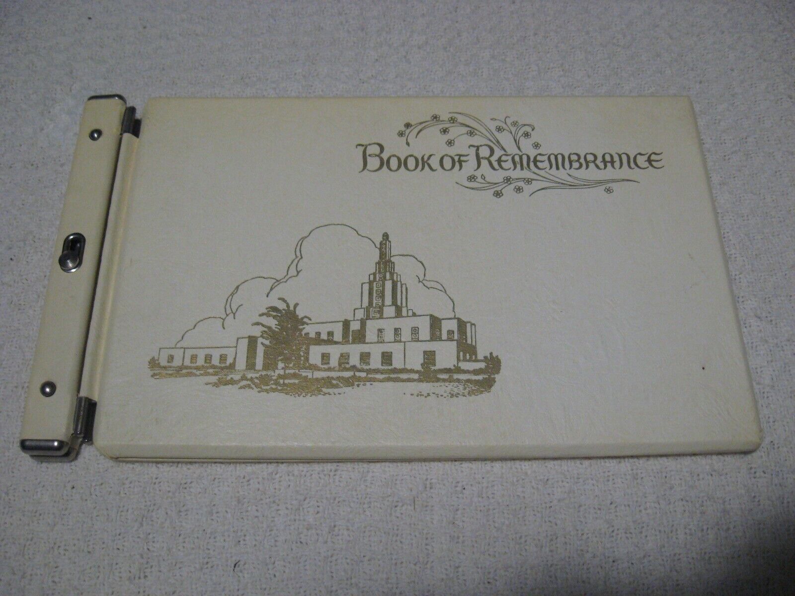 Vintage LDS Mormon Book of Remembrance White/Gold Temple Family Genealogy Binder