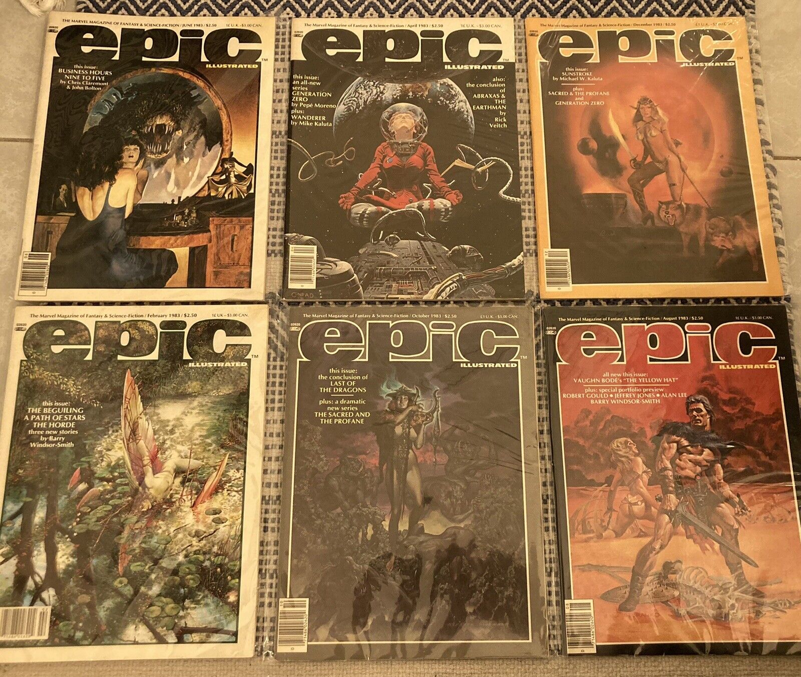 Epic Illustrated Magazines Marvel Comics 1983 - Lot of 6