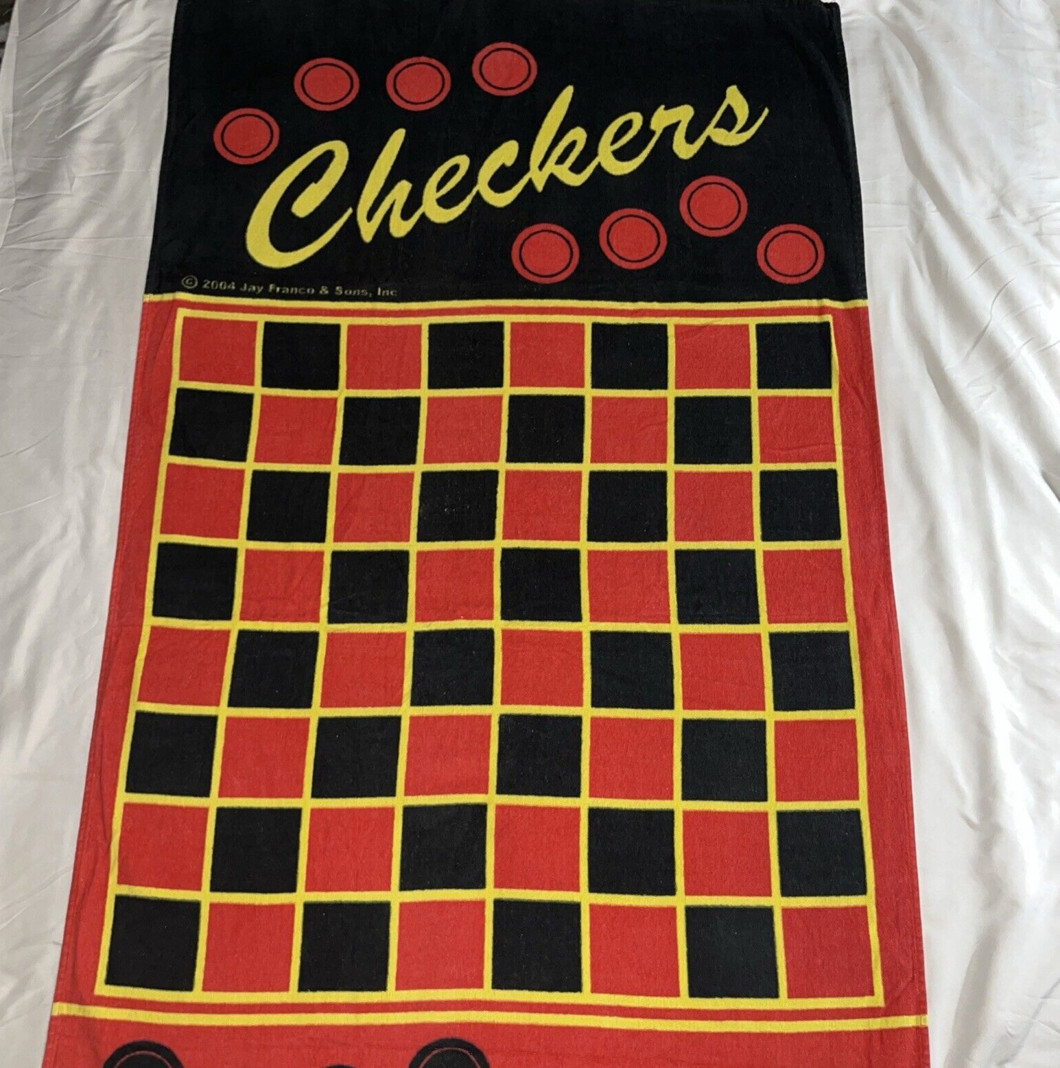 Jay Franco Beach Towel Checkers Boardgame Bath Cotton 2004