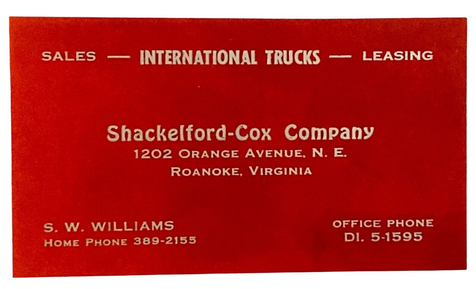 RARE Red Transparent Plastic Business Card International Trucks Vintage