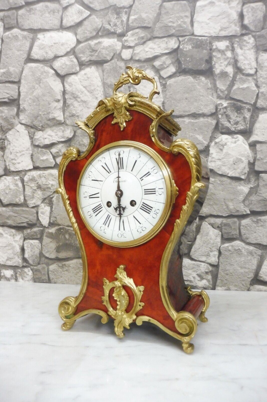Antique French Boulle Clock Mantel Clock Desk Clock Table Clock