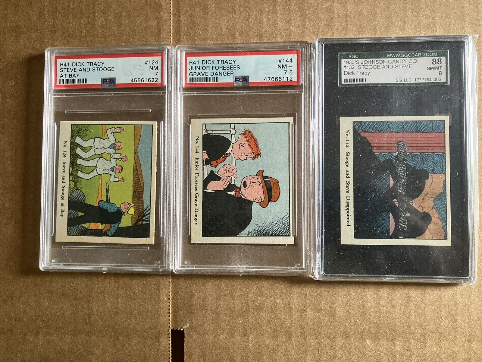 Lot Of 3 Johnson’s Candy Co Dick Tracy Caramels PSA Or SGC Graded Cards 7-7.5-8