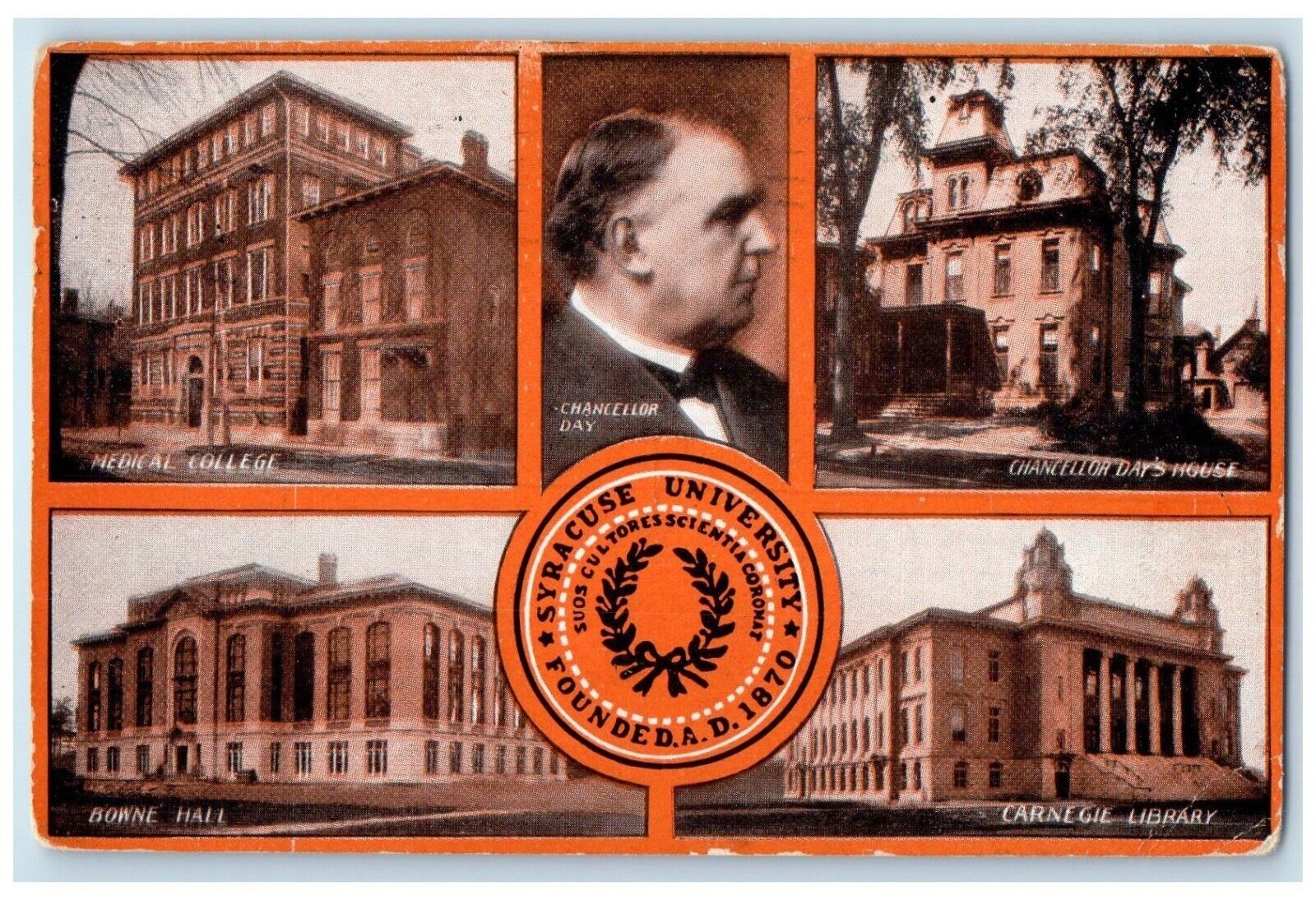 Syracuse New York Postcard Medical Carnegie Library Bowne Multiview 1908 Vintage