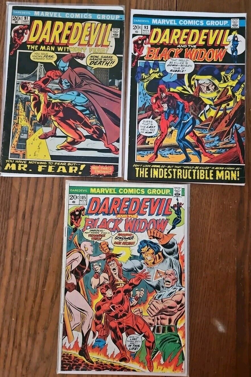 Lot Of 3 Daredevil #s 91 93 105   1st  Moondragon 1st Mr. Fear Thanos Starlin