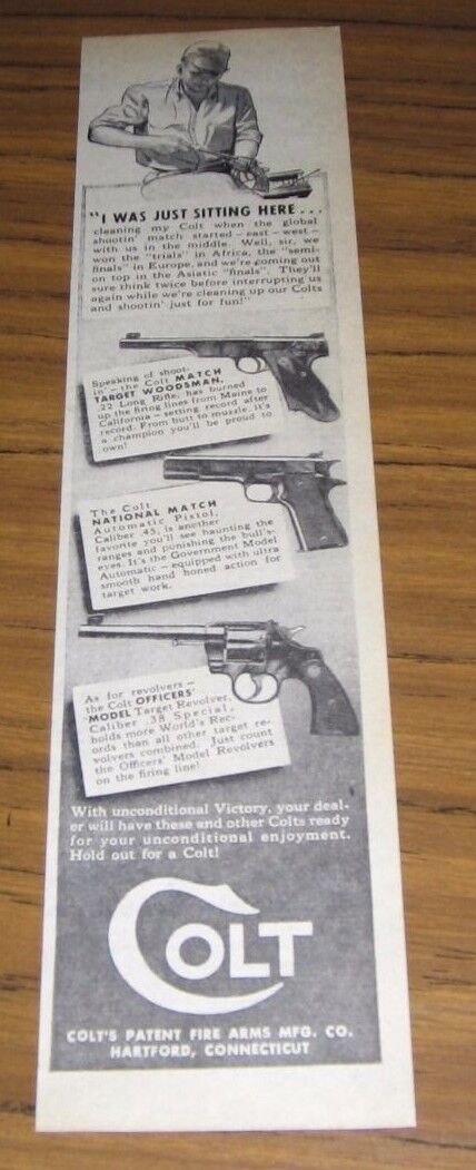 1945 Print Ad Colt Pistols & Revolvers, Automatic, Target Hartford,CT