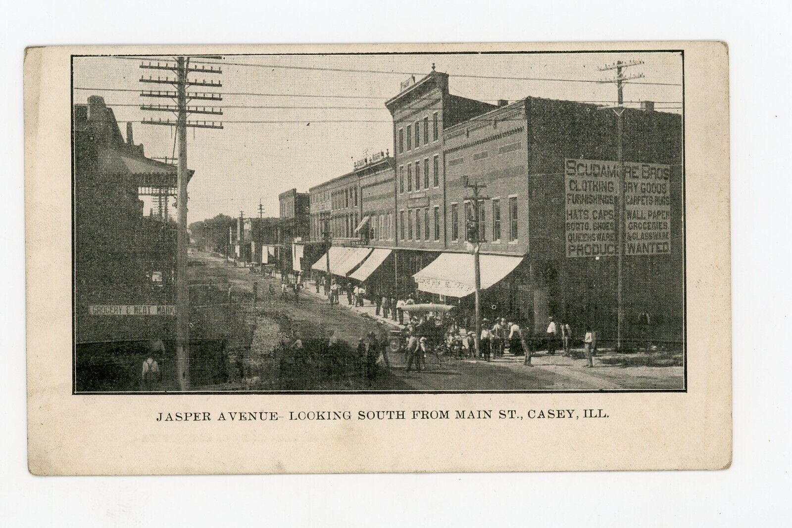 Casey IL Postcard Jasper Avenue Looking South from Main Street Scudamore Bros