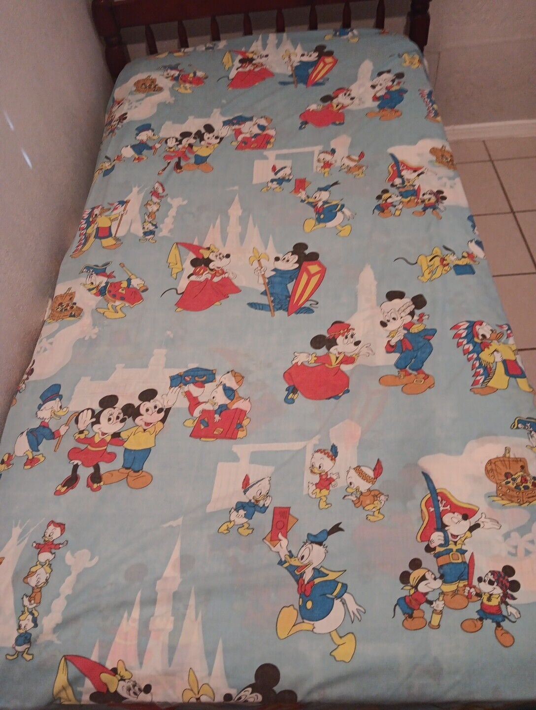 Vintage 1970’s Disney Twin Top Sheet Set Fitted & Flat 