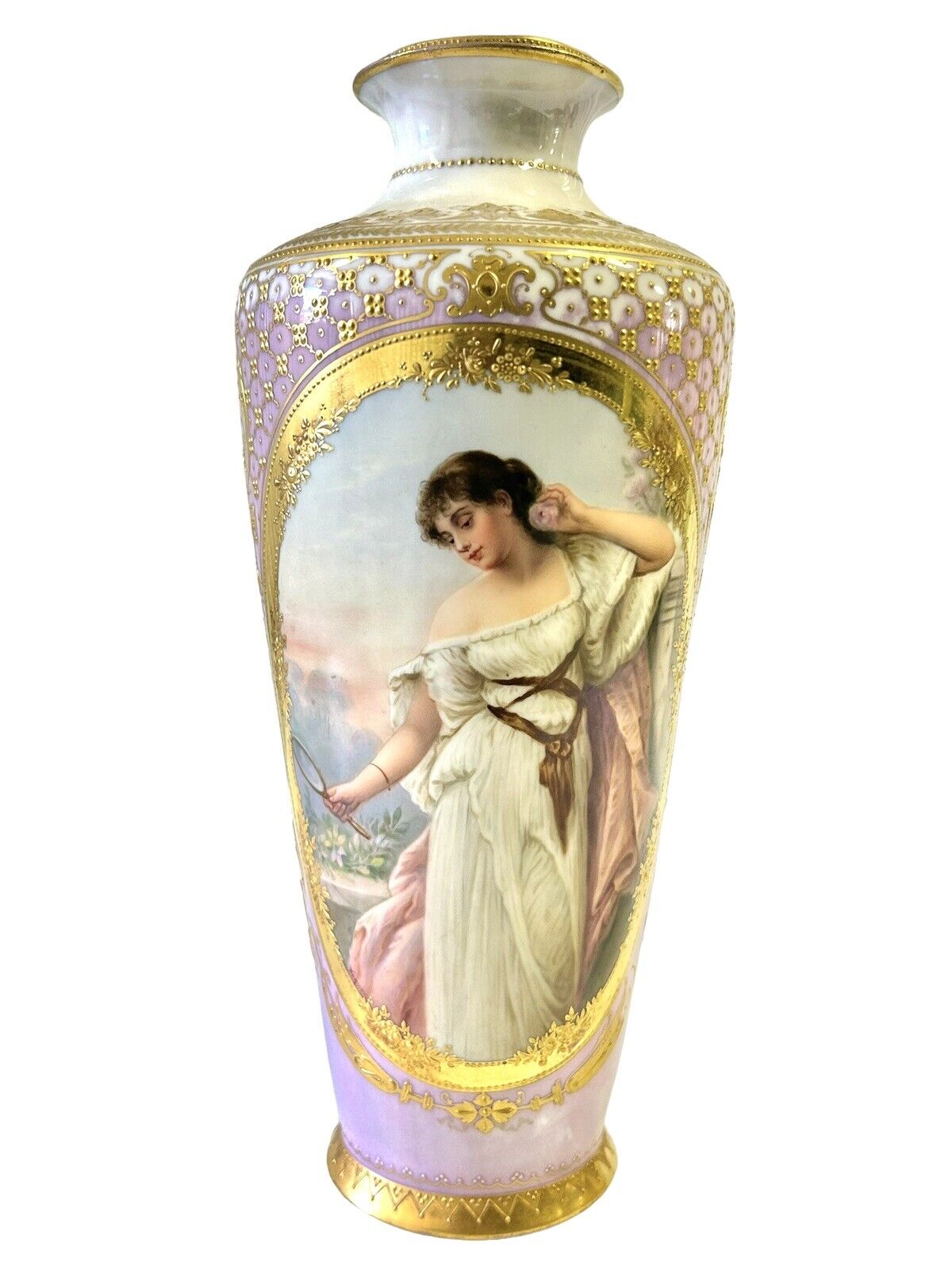 19c Royal Vienna Porcelain Antique Vase Signed Wagner