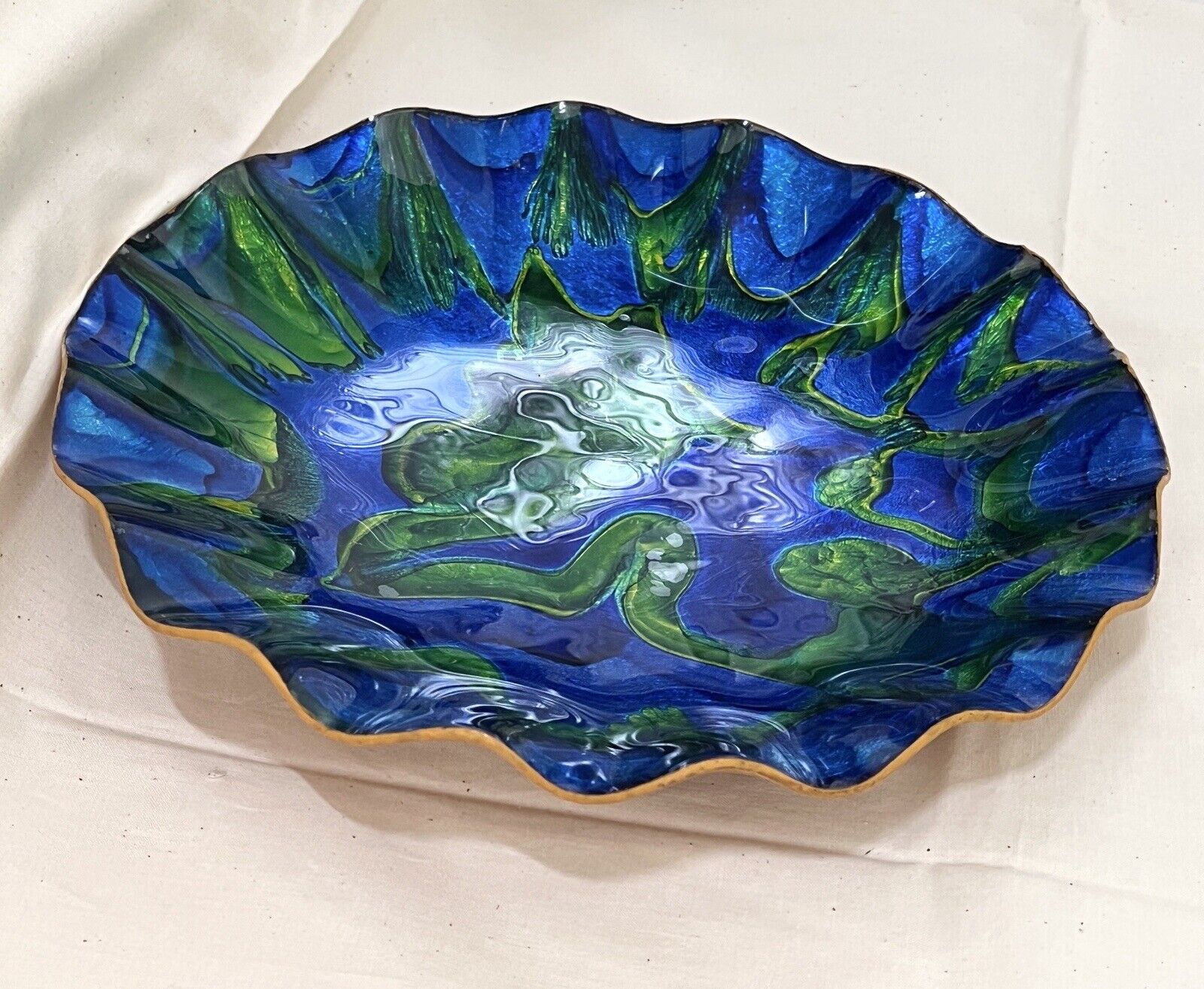 Italian Mid-Century Modern Diminutive Murano Asymmetrical Glass Decorative Bowl