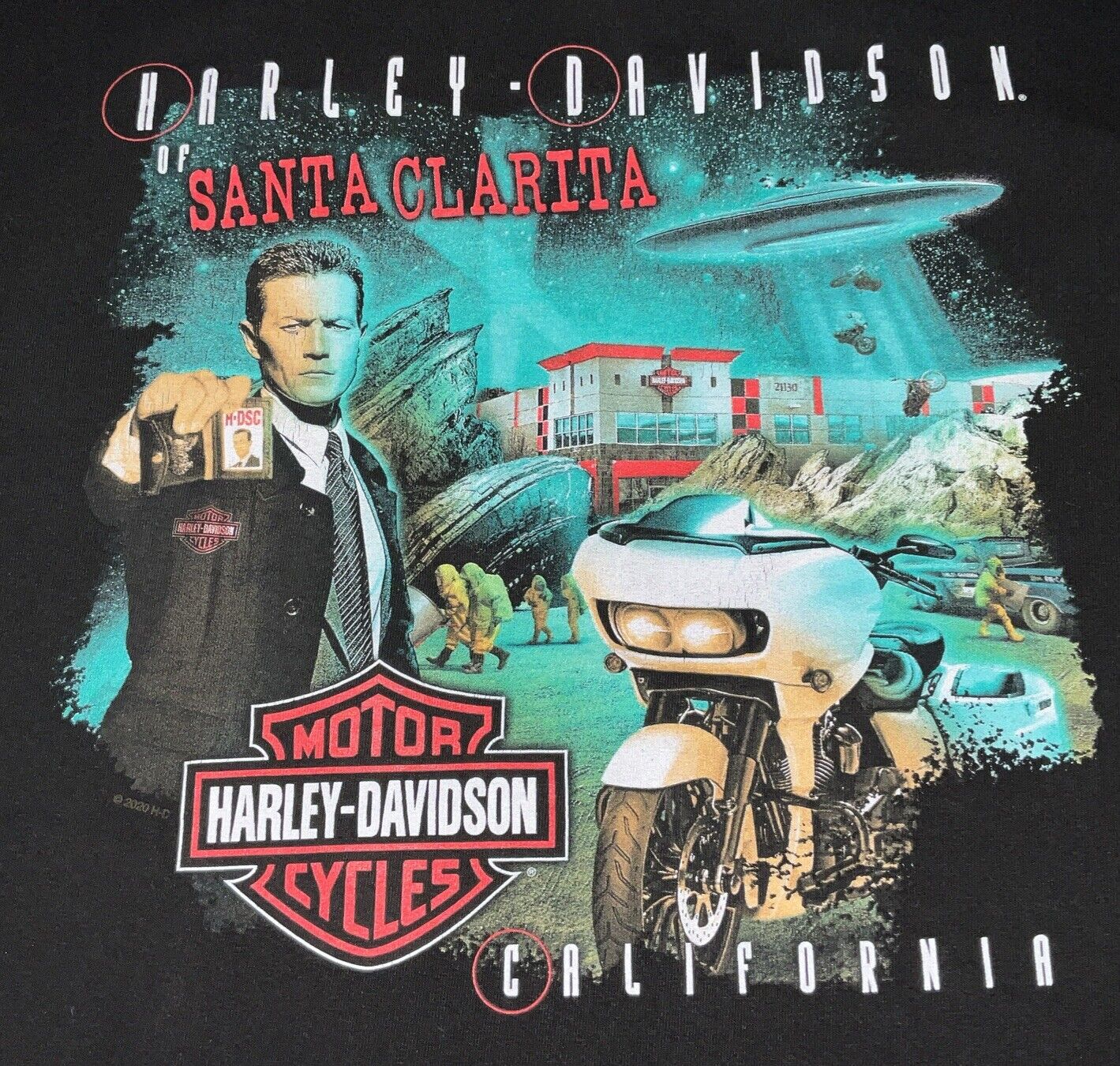 Men’s Harley Davidson Tee. Santa Clarita California. Large. Black.