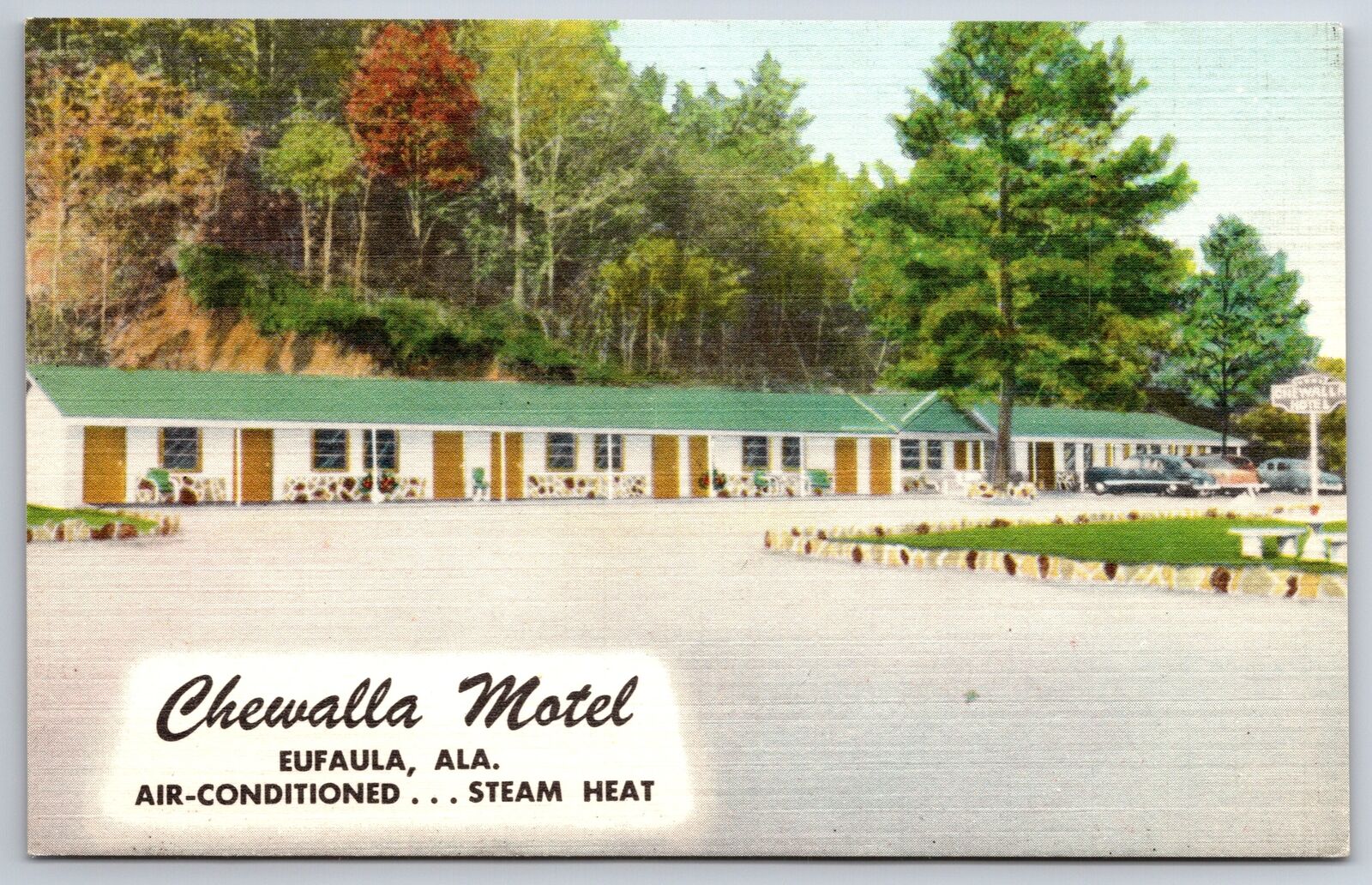Eufaula Alabama~Chewalla Motel~Roadside~Linen Postcard