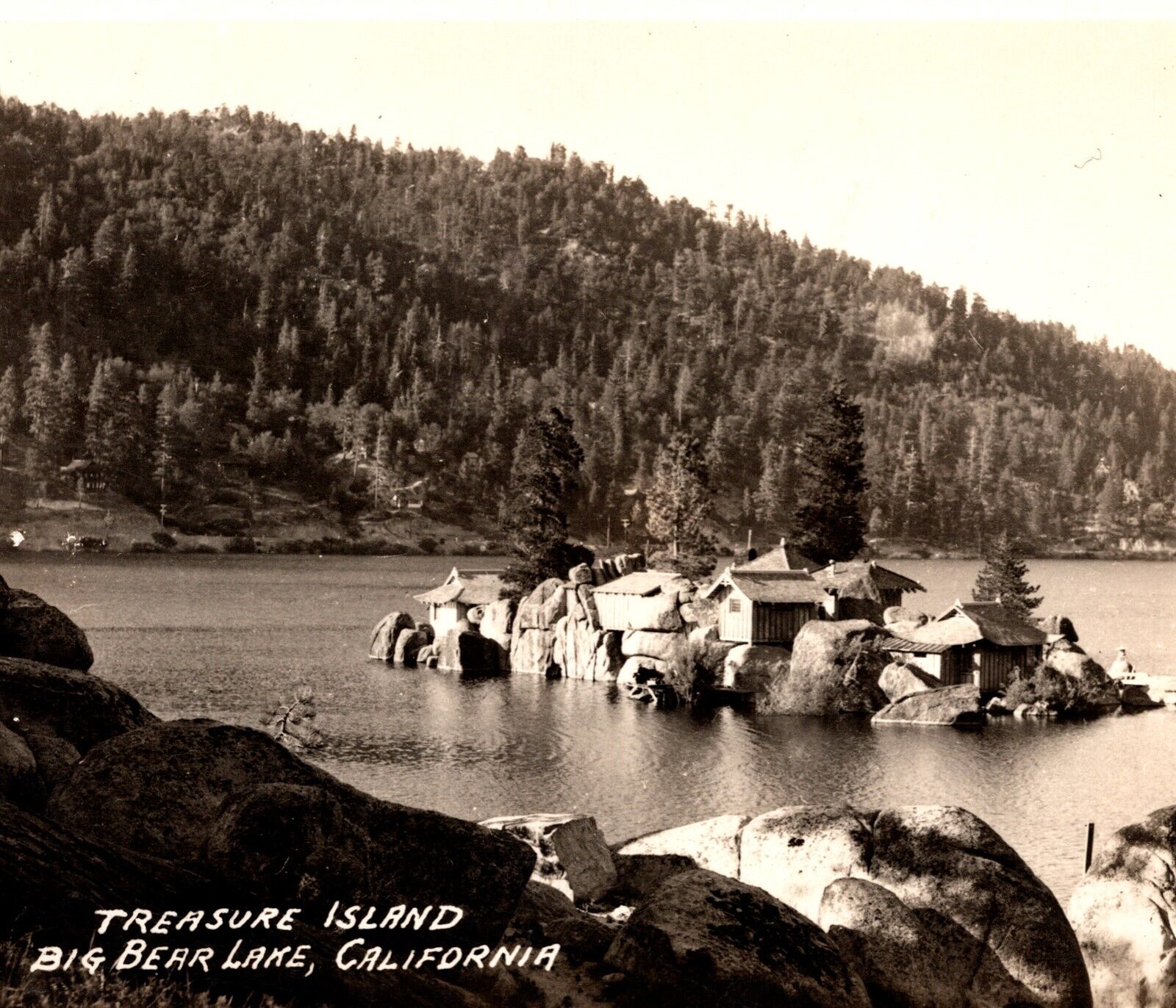 RPPC Treasure Island Big Bear Lake California Real Photo Postcard pc543