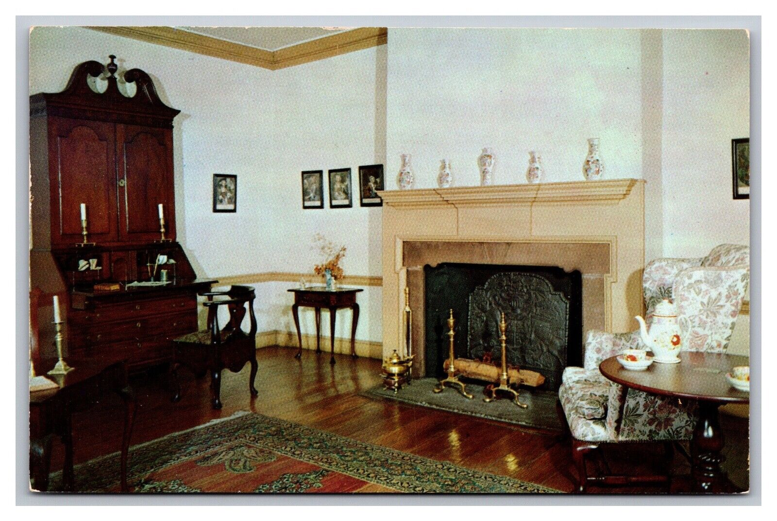 Morristown NJ Ford Mansion Washington\'s Headquarters Living Room Chrome Postcard