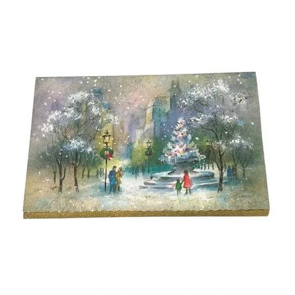 Coronation Collection People in Town Christmas Tree Vintage Christmas Card