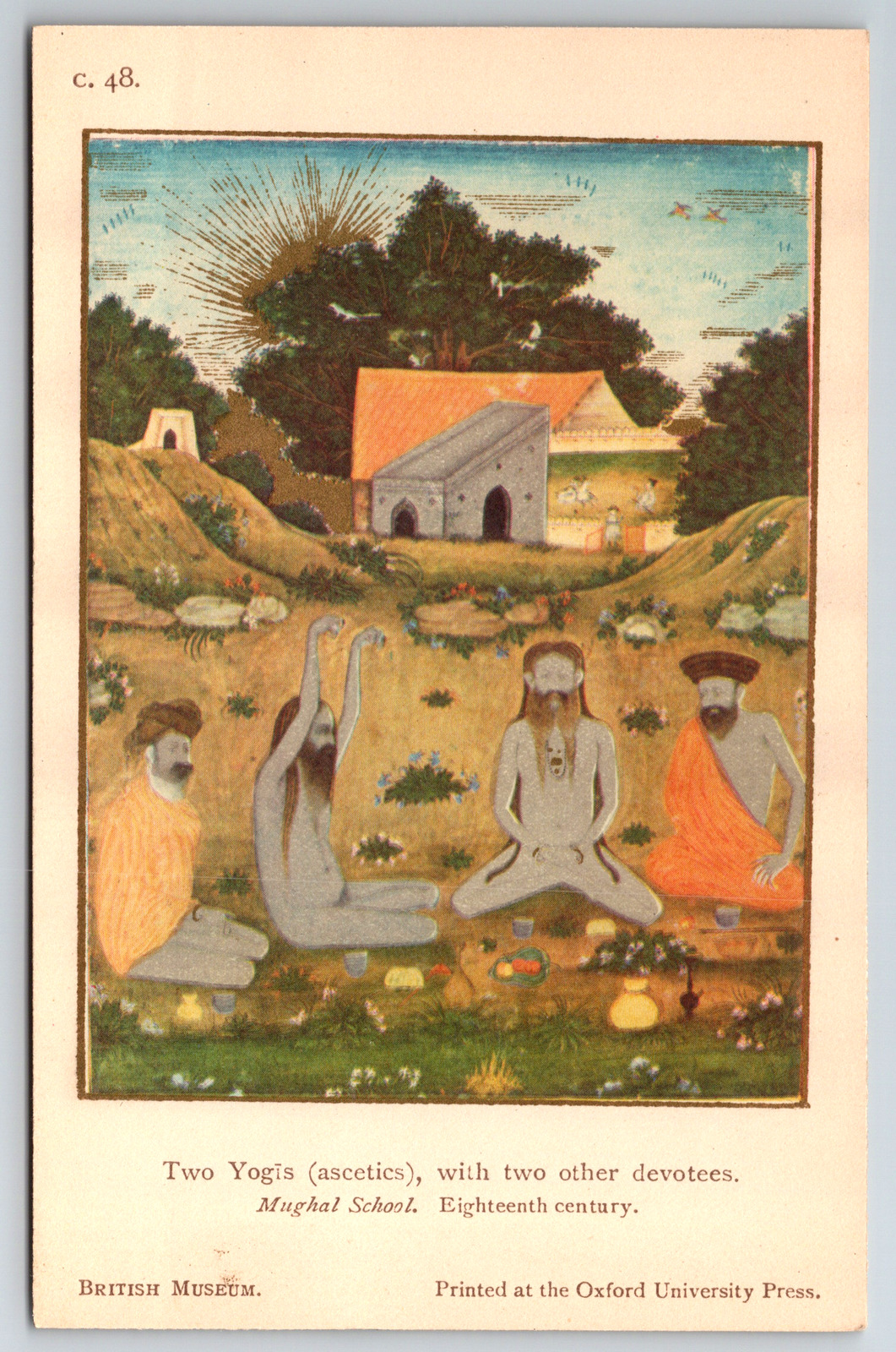 c1950s Two Yogi's Mughal School Art Eighteenth Century Vintage Postcard