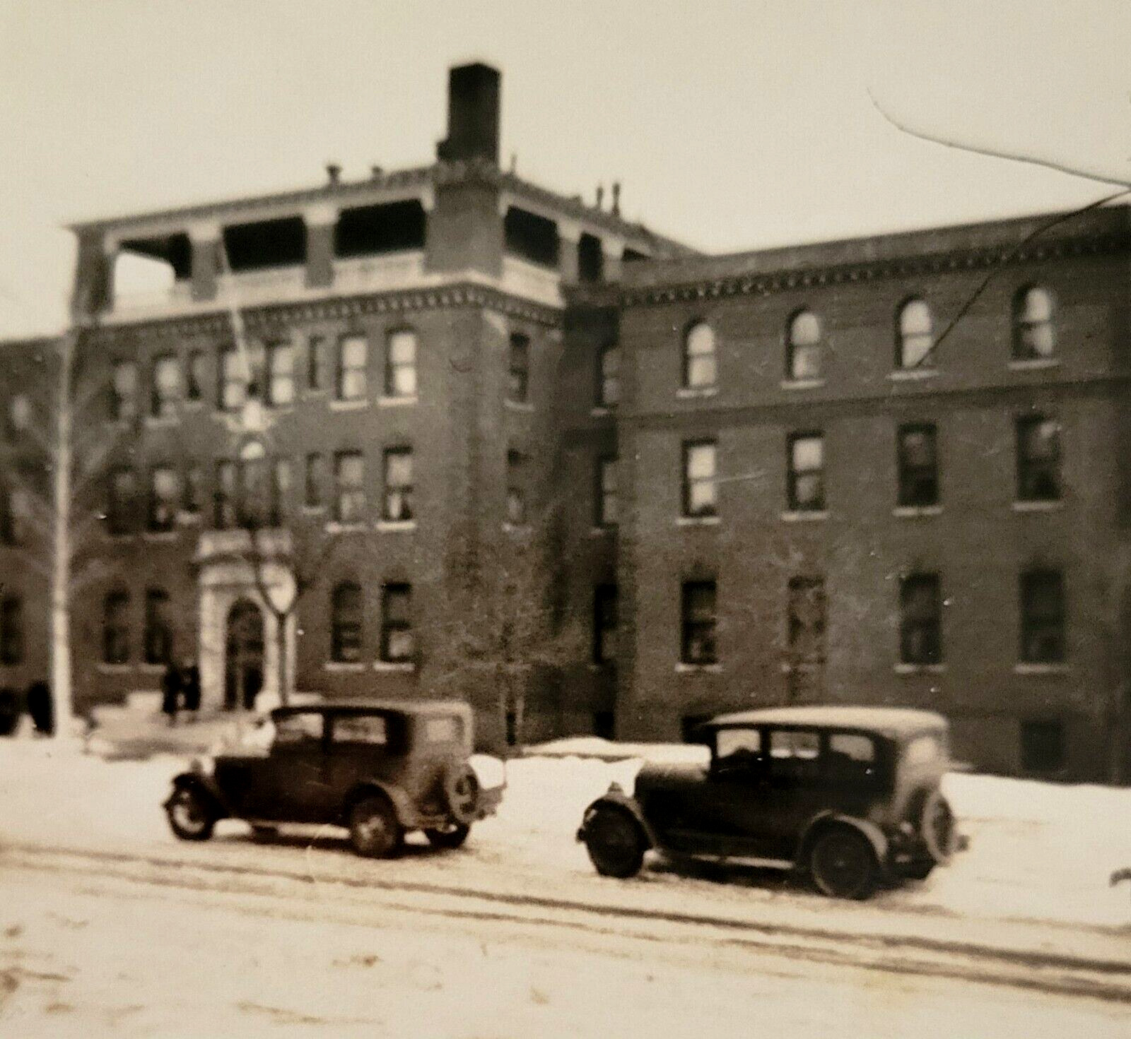 c1920s Old Cars by Historic Brick Building Original Photo