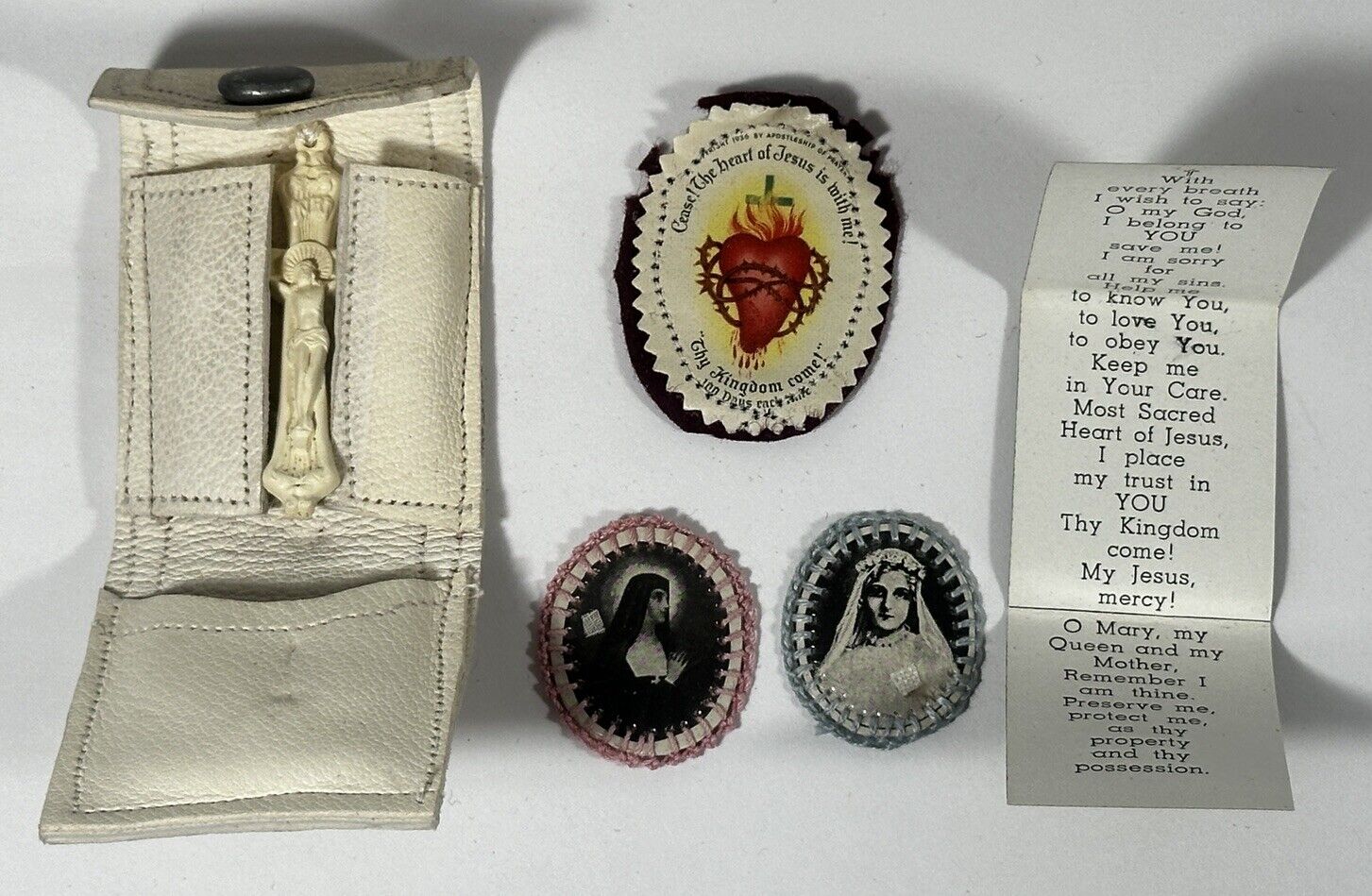 Mini Nuns Shrine Jesus Mary Medals with 2 St. Therese Embroidered Relic Badges