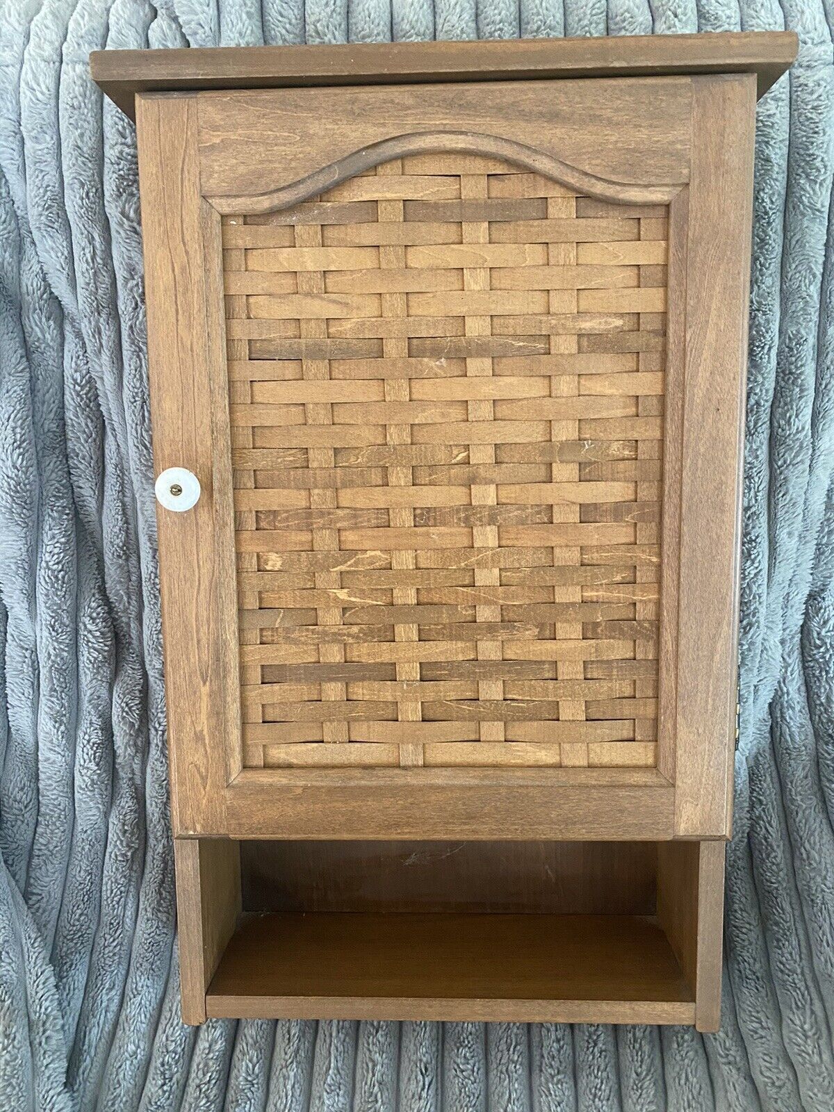 RARE vintage wall medicine storage cabinet LONGABERGER made in USA woven basket