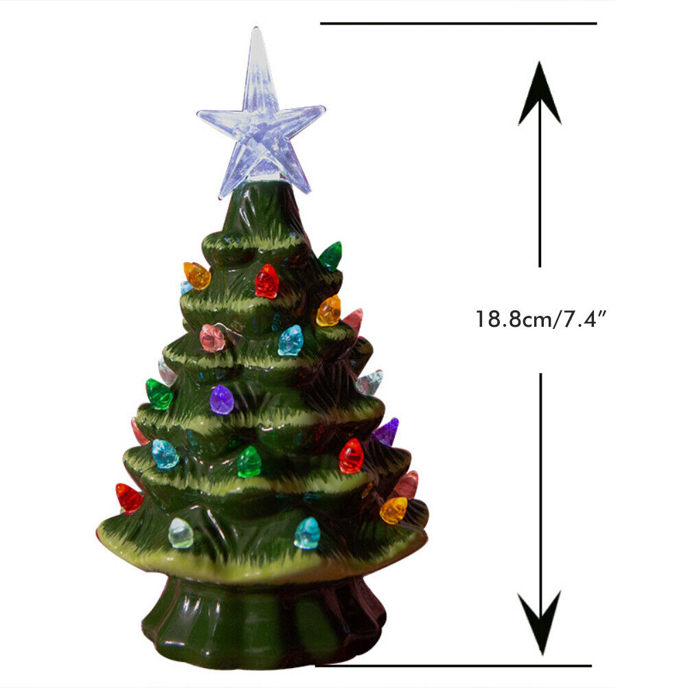 18.8cm Lighted Ceramic Christmas Tree Christmas Tabletop Decorations EY MG