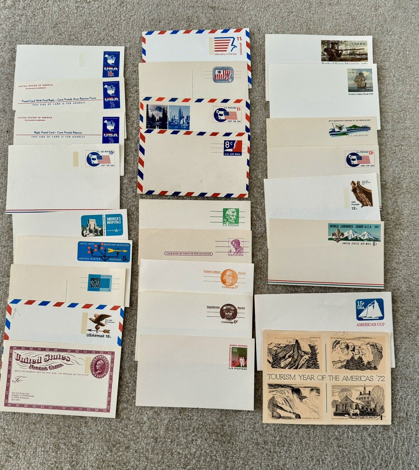 VTG Lot of 26 Prepaid USPS UncirculatedPost Cards 1c to 19c Variety