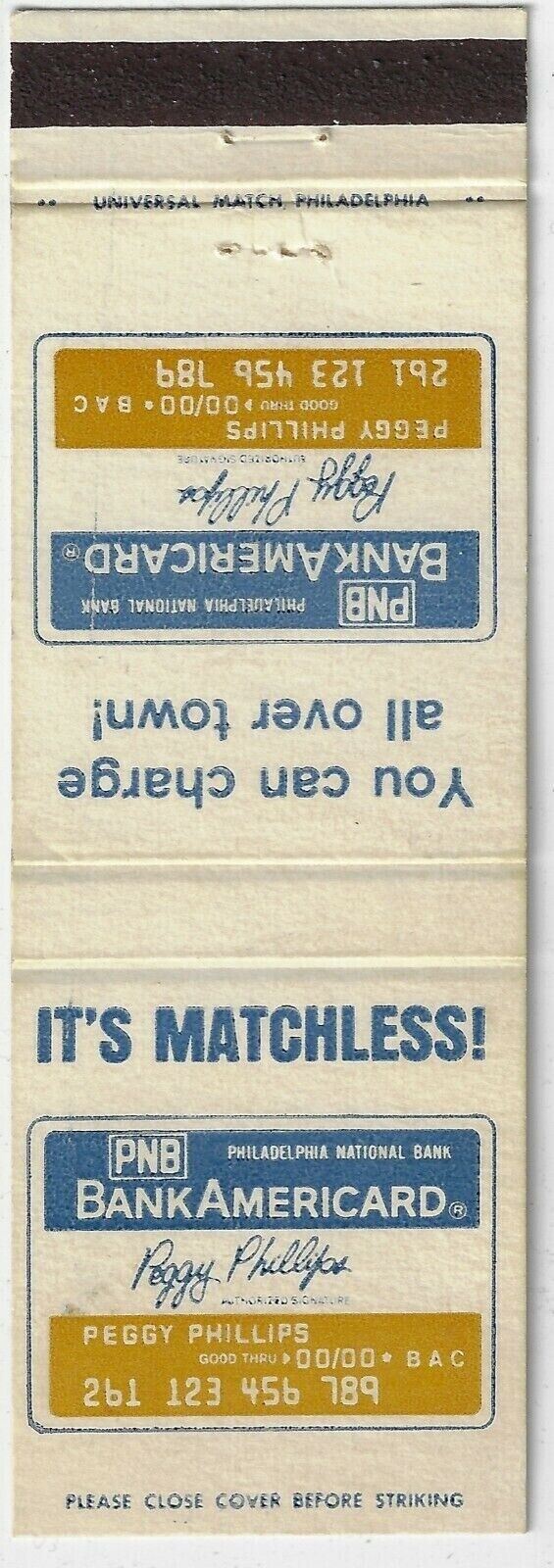Bank Americard PNB FS Empty Matchcover