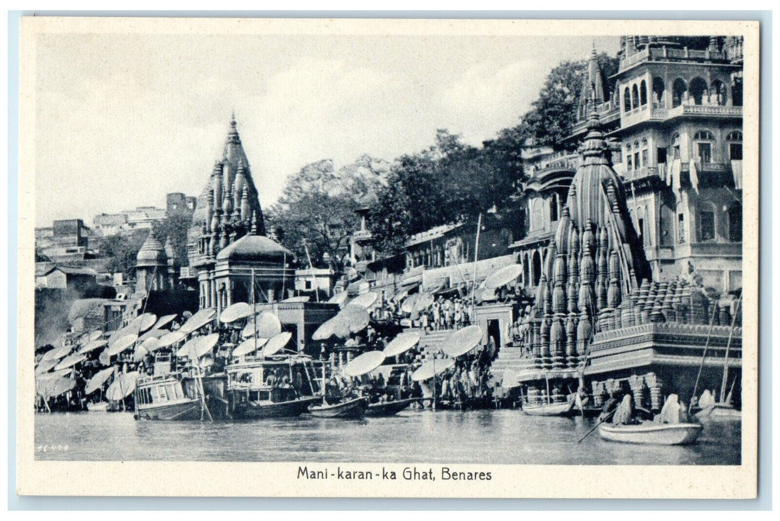 c1940\'s Boat Scene Mani-Karan-Ka Gath Himachal Pradesh India Unposted Postcard