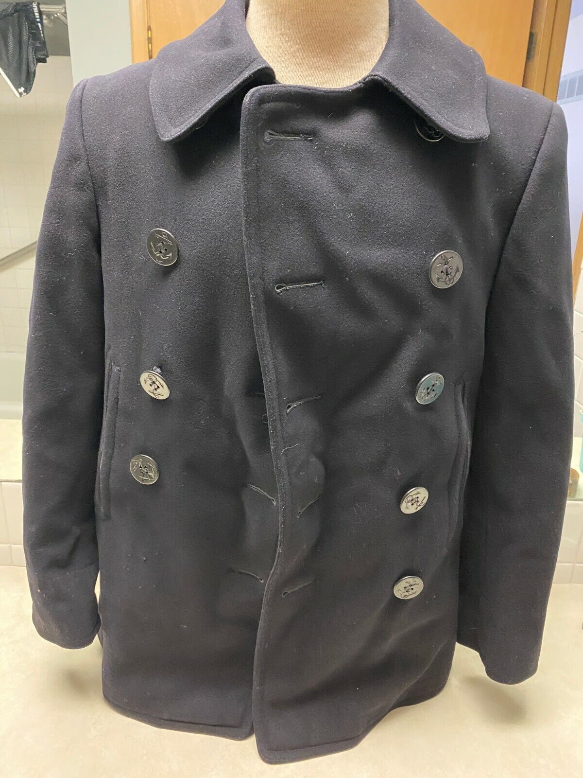 WW2 US Navy 10 Button Pea Coat - Named