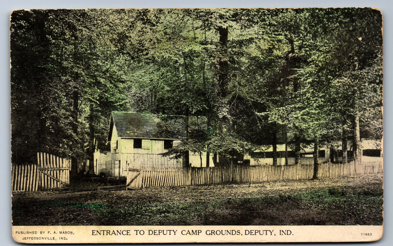 Postcard Indiana IN c.1910's Entrance to Deputy Camp Grounds Deputy Y5