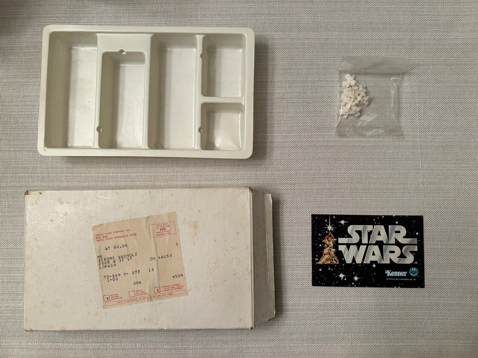 Star Wars Early Bird Partial Set (mailer box, Tray, Peg Baggie, Catalog)