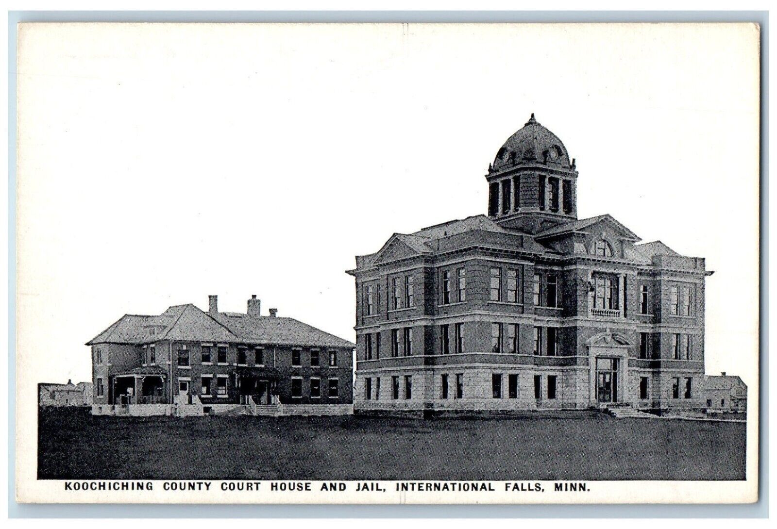 International Falls Minnesota Postcard Koochiching County Court House Jail c1910