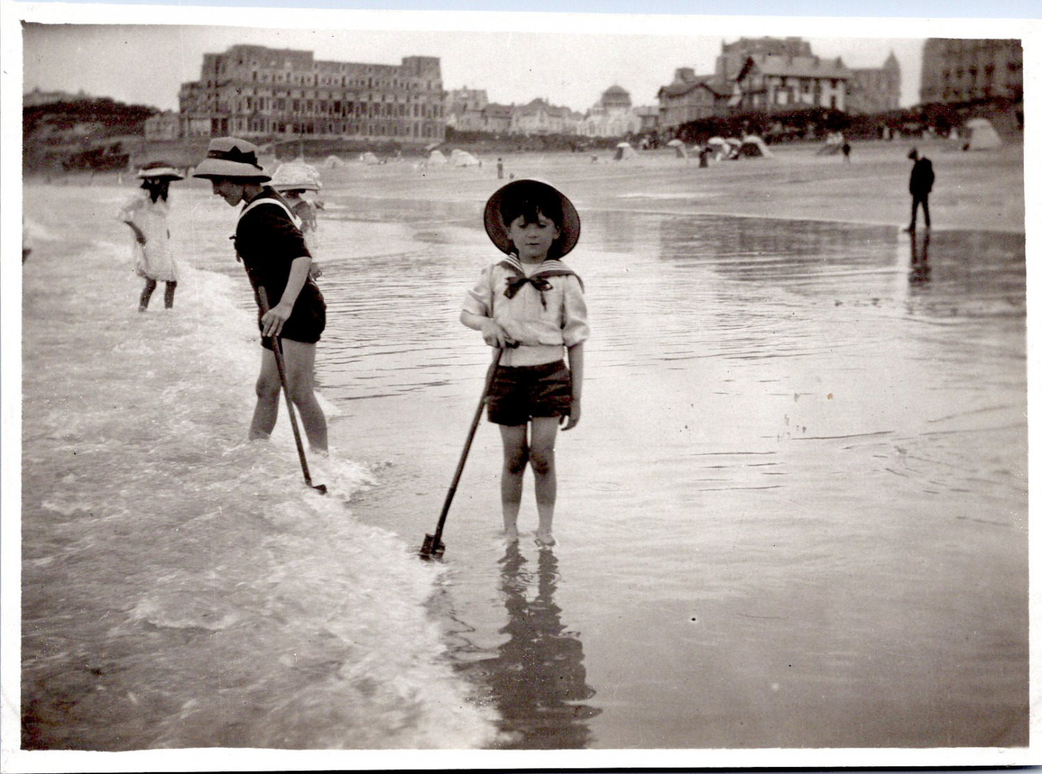 France, Biarritz, Beach Game, 1910 Vintage Silver Print. Silver Print