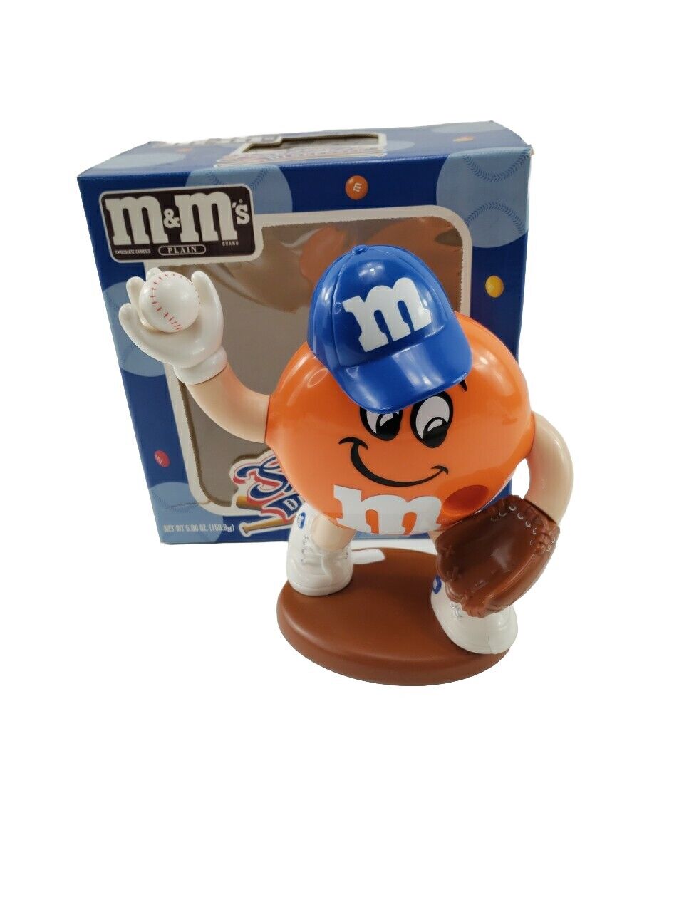 M&M\'s Sport Baseball Player Orange Plain Candy Dispenser Limited Edition M&M