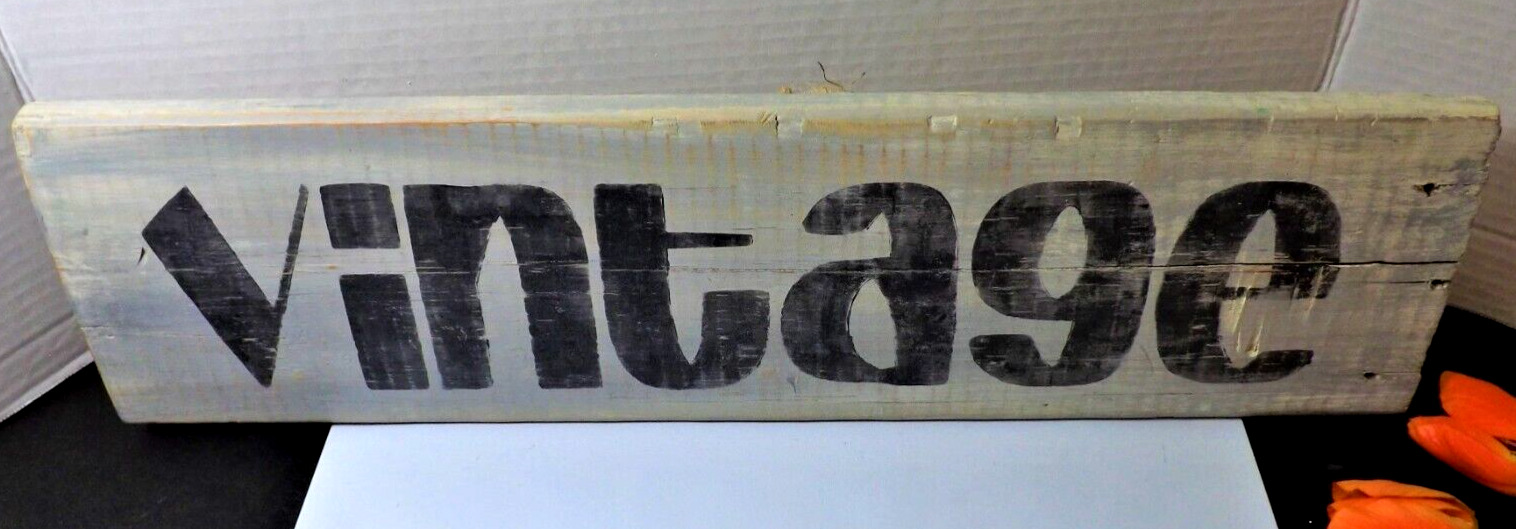 ANTIQUE Handpainted Blocked Wood Shop SIGN * VINTAGE * Reclaimed Salvage 1960s