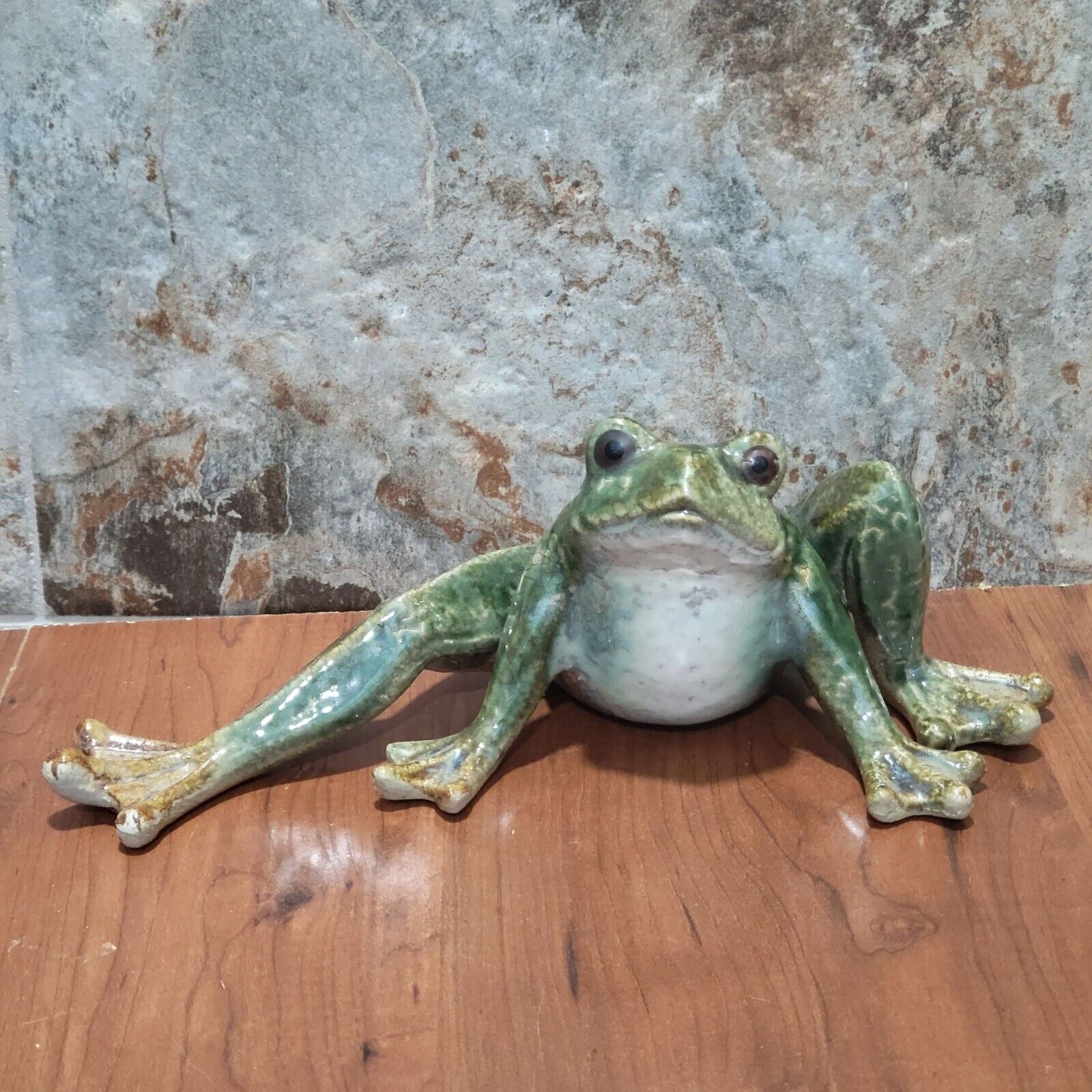 Vintage Porcelain Green Frog Toad Figurine