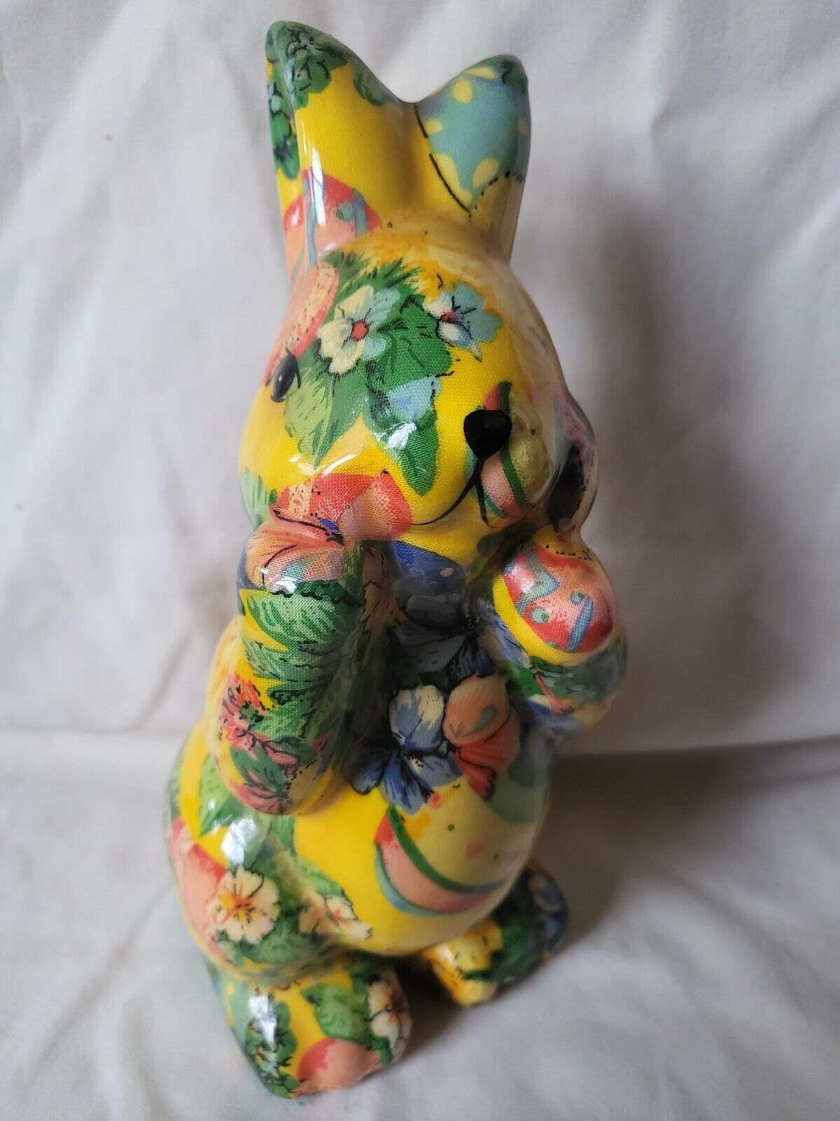 Vintage Floral Decoupage Multi Colored Bunny Rabbit  7\