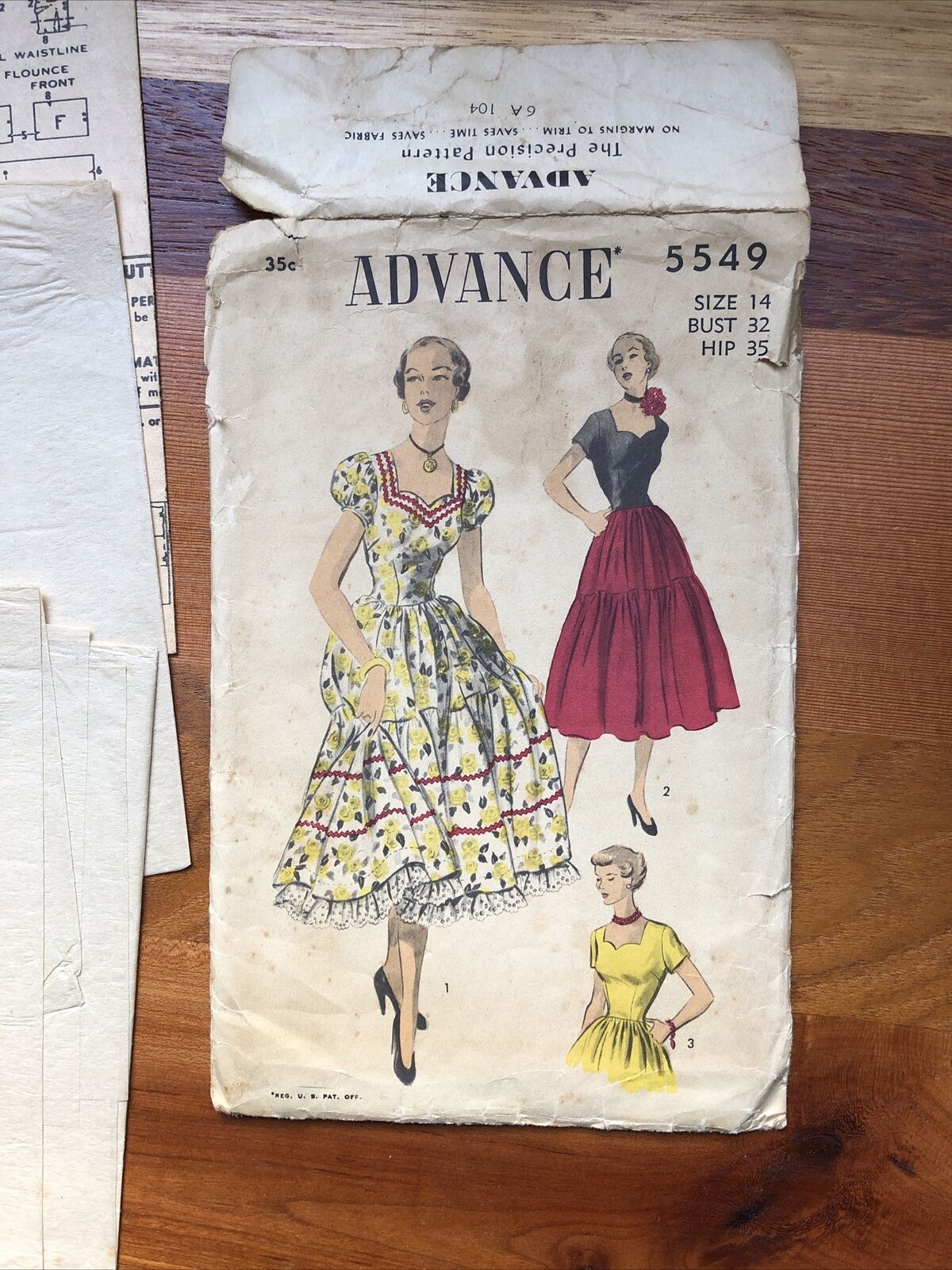 Vintage 1935 Dress Pattern ADVANCE Unprinted #5549 Size 14 #17