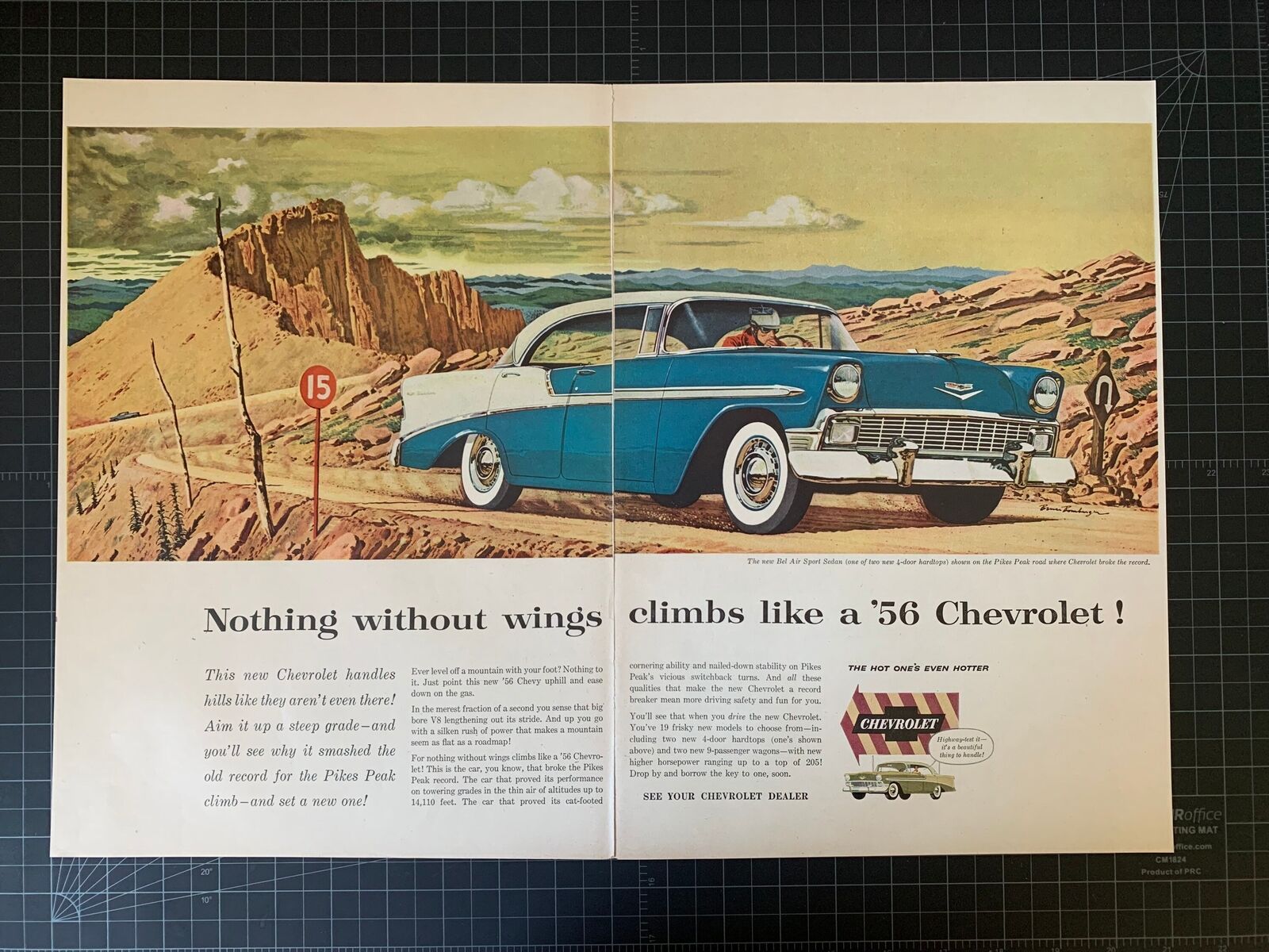 Vintage 1956 Chevrolet Bel Air Sport Sedan 2-Page Print Ad