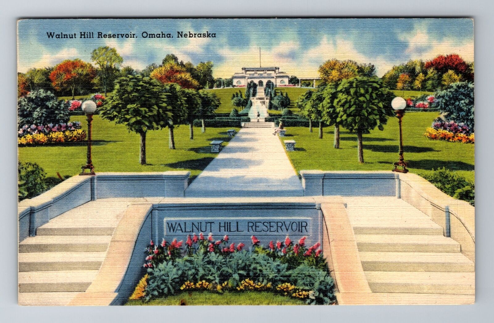 Omaha NE-Nebraska, Walnut Hill Reservoir, Antique, Vintage Souvenir Postcard