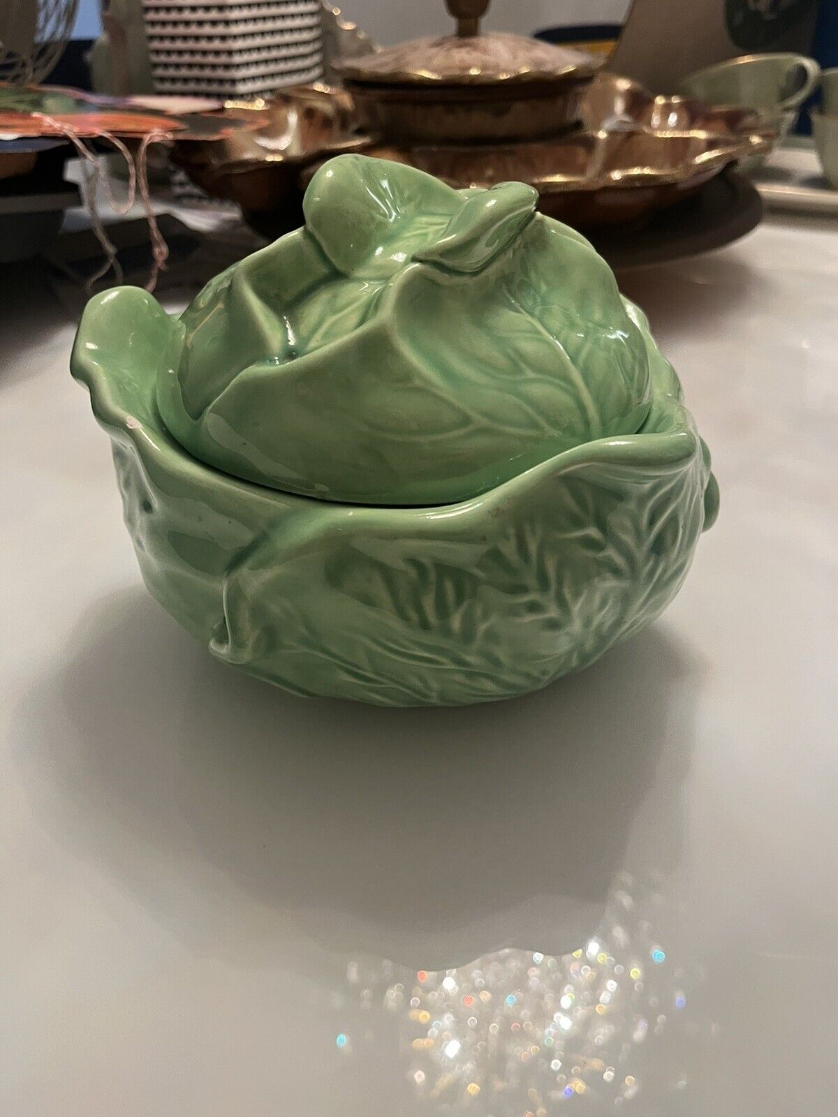 Vintage 1970’s Holland Mold Green Cabbage Serving Bowl W/Lid 