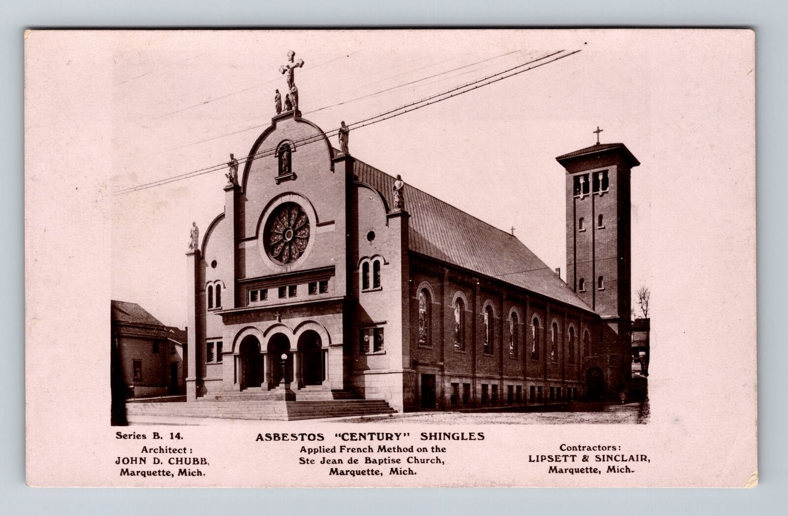 Marquette MI-Michigan, Ste Jean de Baptise Church, Shingles, Vintage Postcard