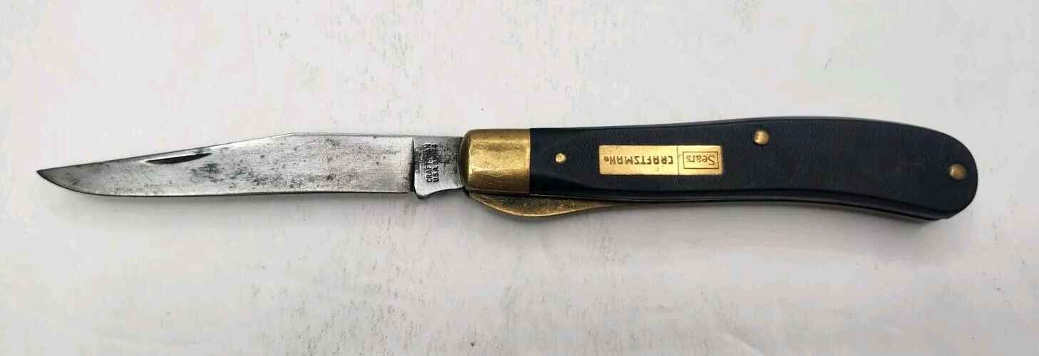 SEARS CRAFTSMAN Knife Made In USA Model 95074 Gunstock Trapper Liner Lock
