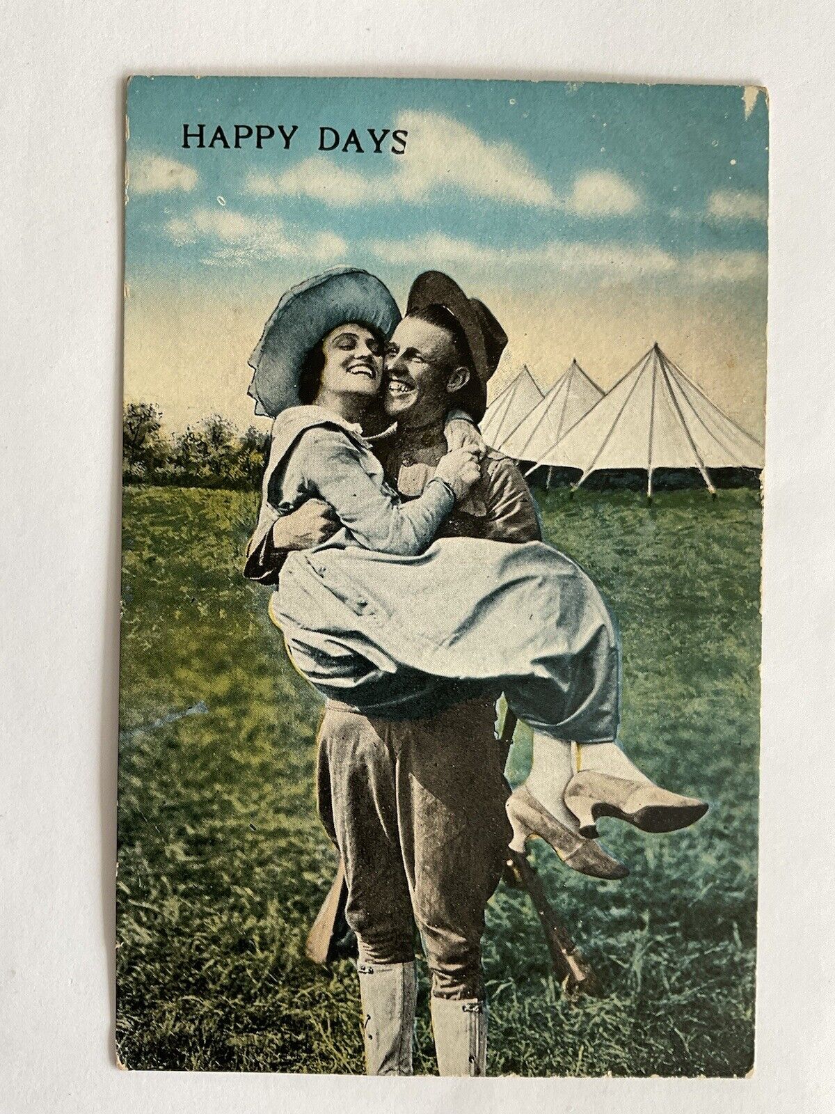 Romance~couple~soldier carries lady in arms~Happy Days~tents~Soldier Lovers 107
