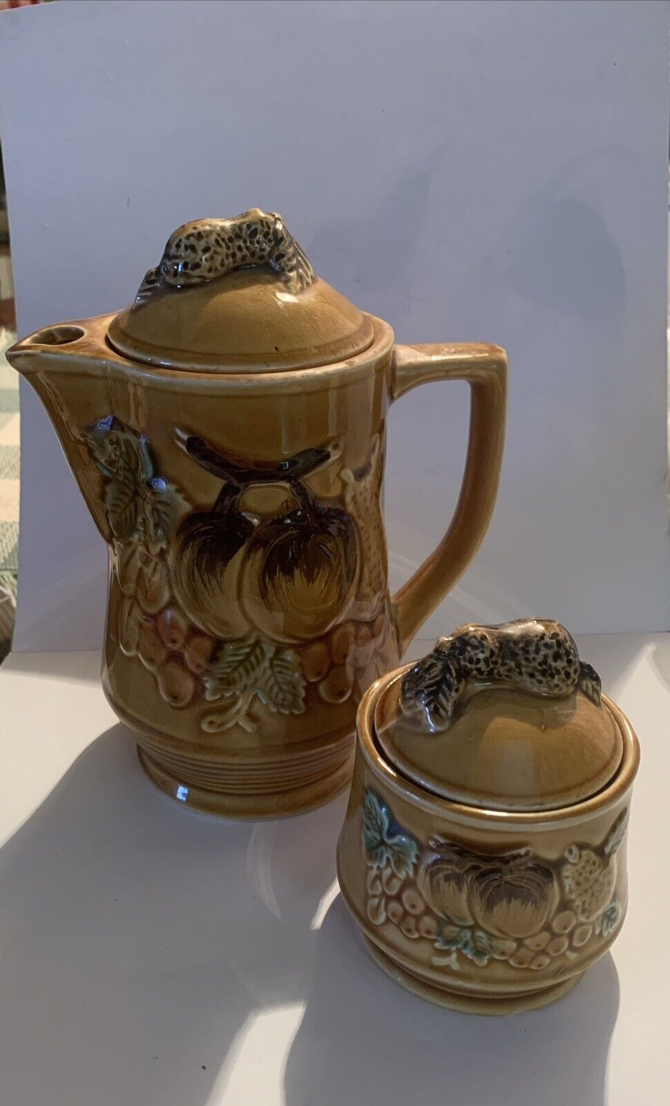 Vintage Harvest Gold Creamer StonewareSmall Teapot &Sugar bowl Made inJapan