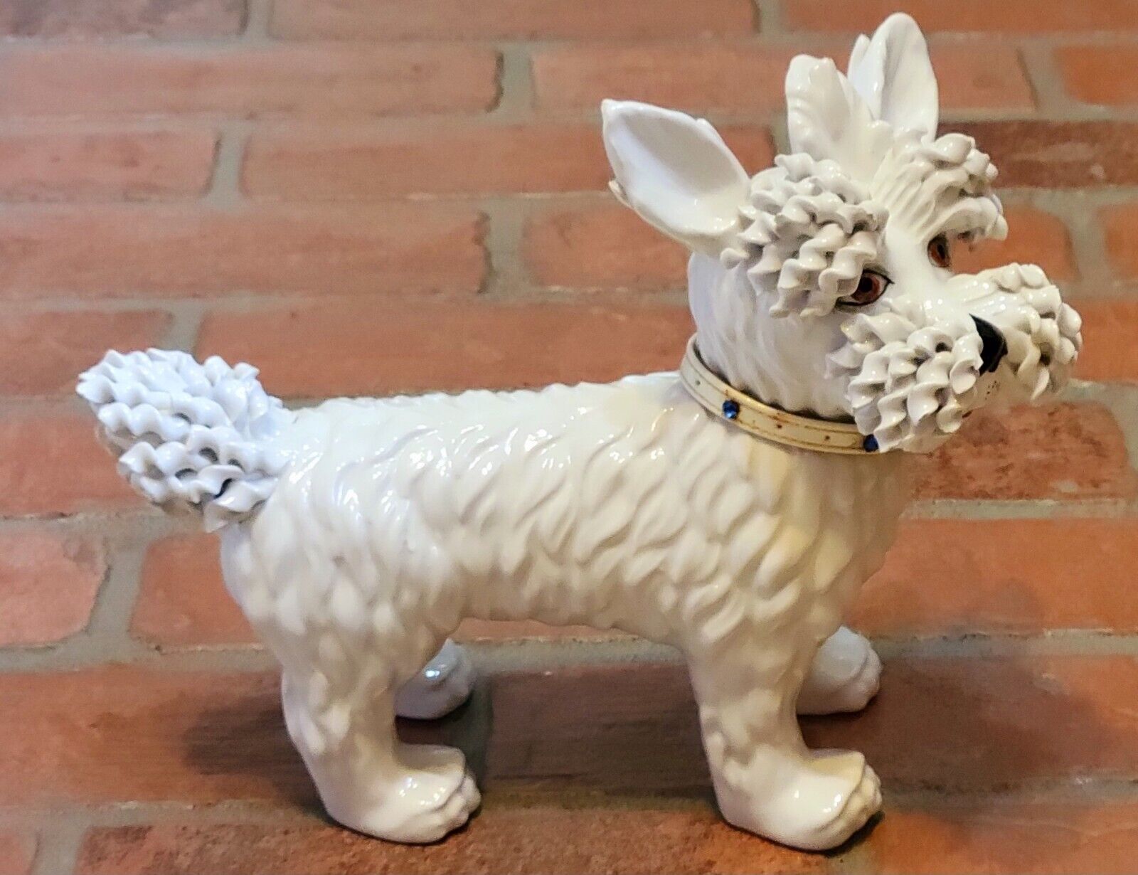 Vintage Spagetti Noodle White Ceramic Scottish Terrier Dog Figurine Statue