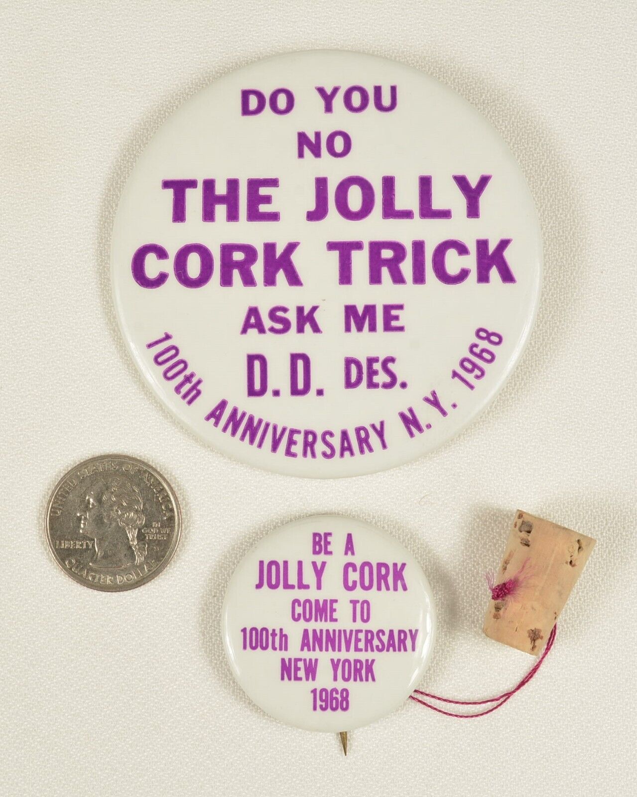 Vtg BPOE Elks 1968 100th Anniversary Pinback Jolly Corks Buttons ULTRA RARE