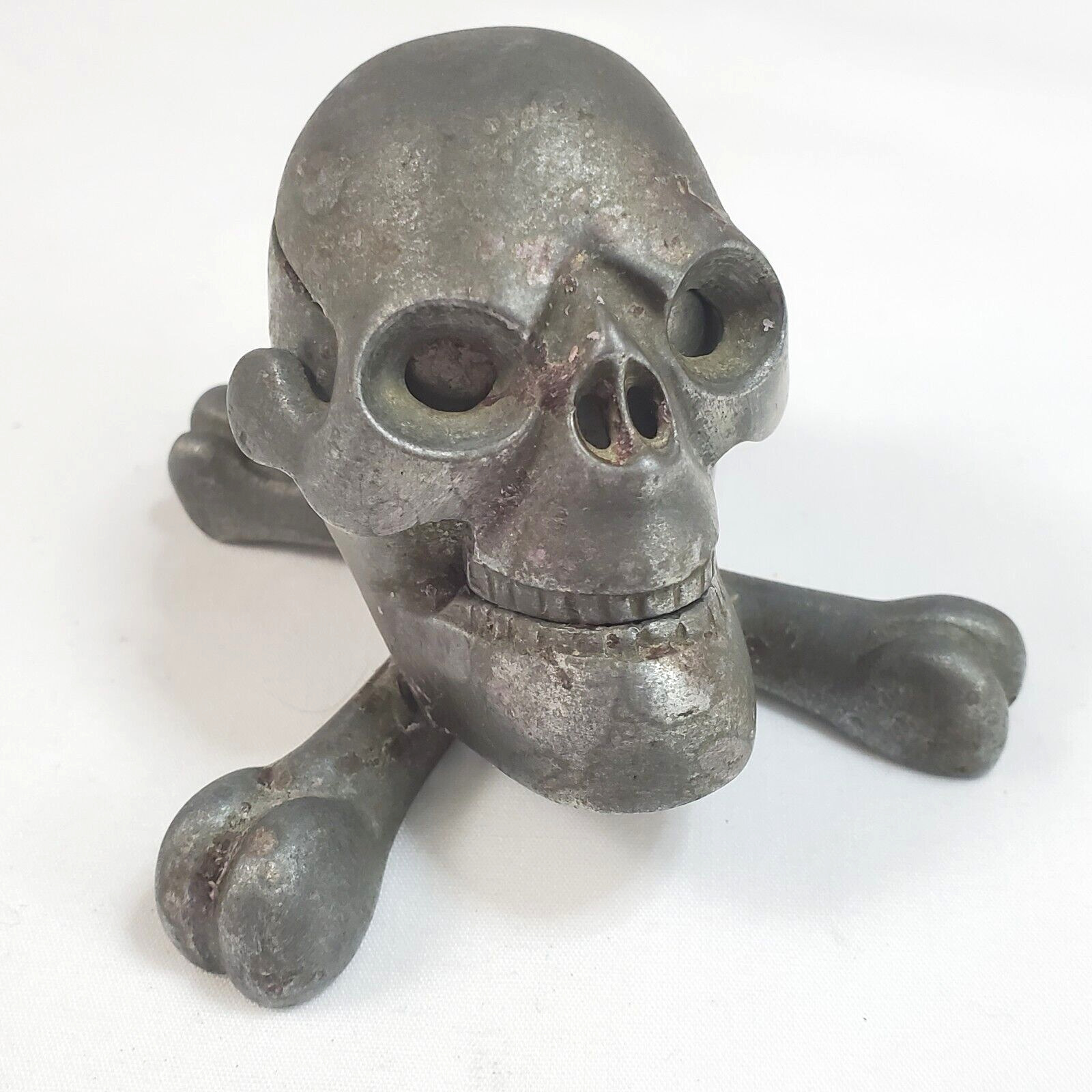 Metal Skull Inkwell Ink Well With Cross Bones Vintage Very Old