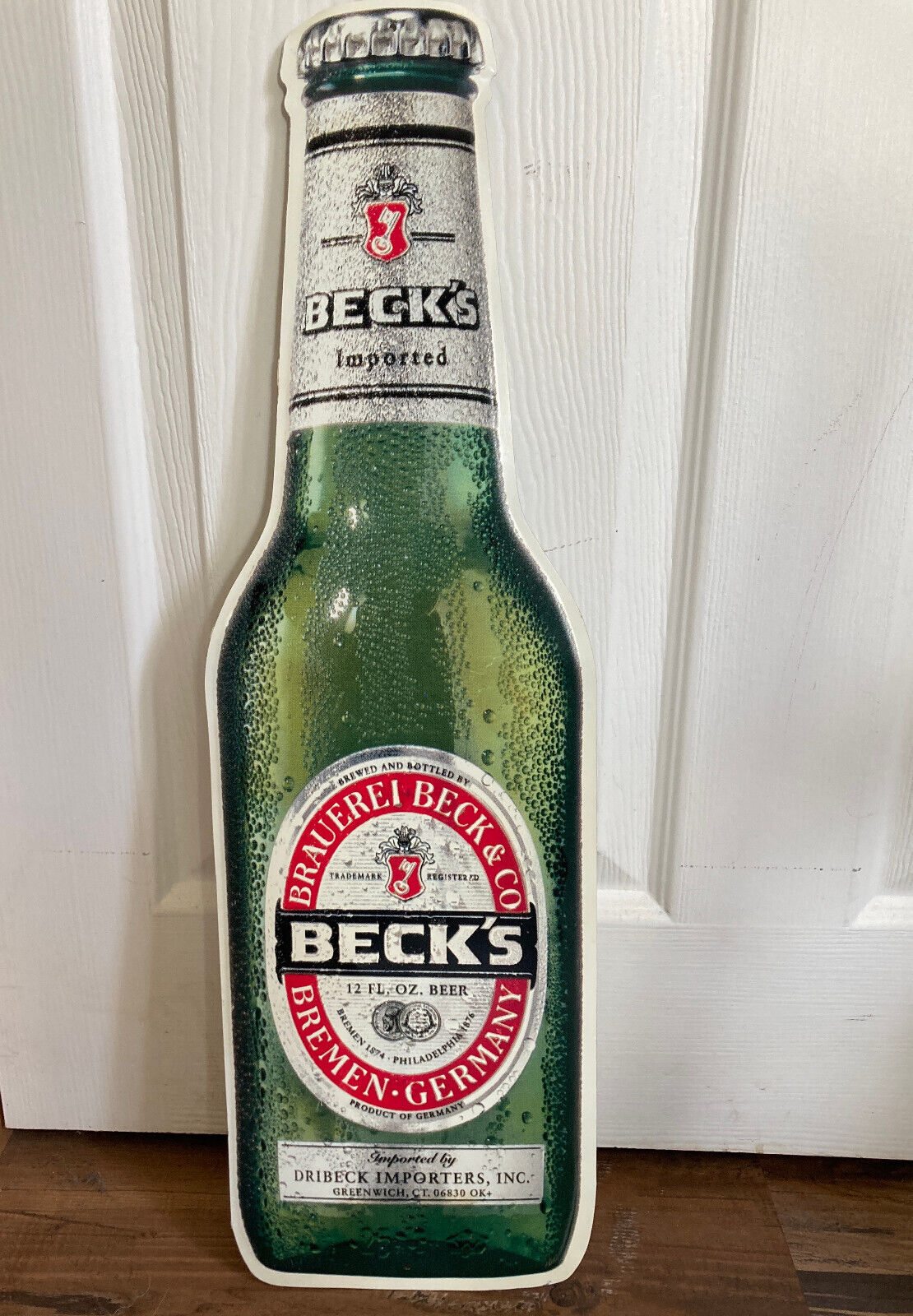 Beck\'s  Beer Bottle Tin Metal Sign 26 x 8